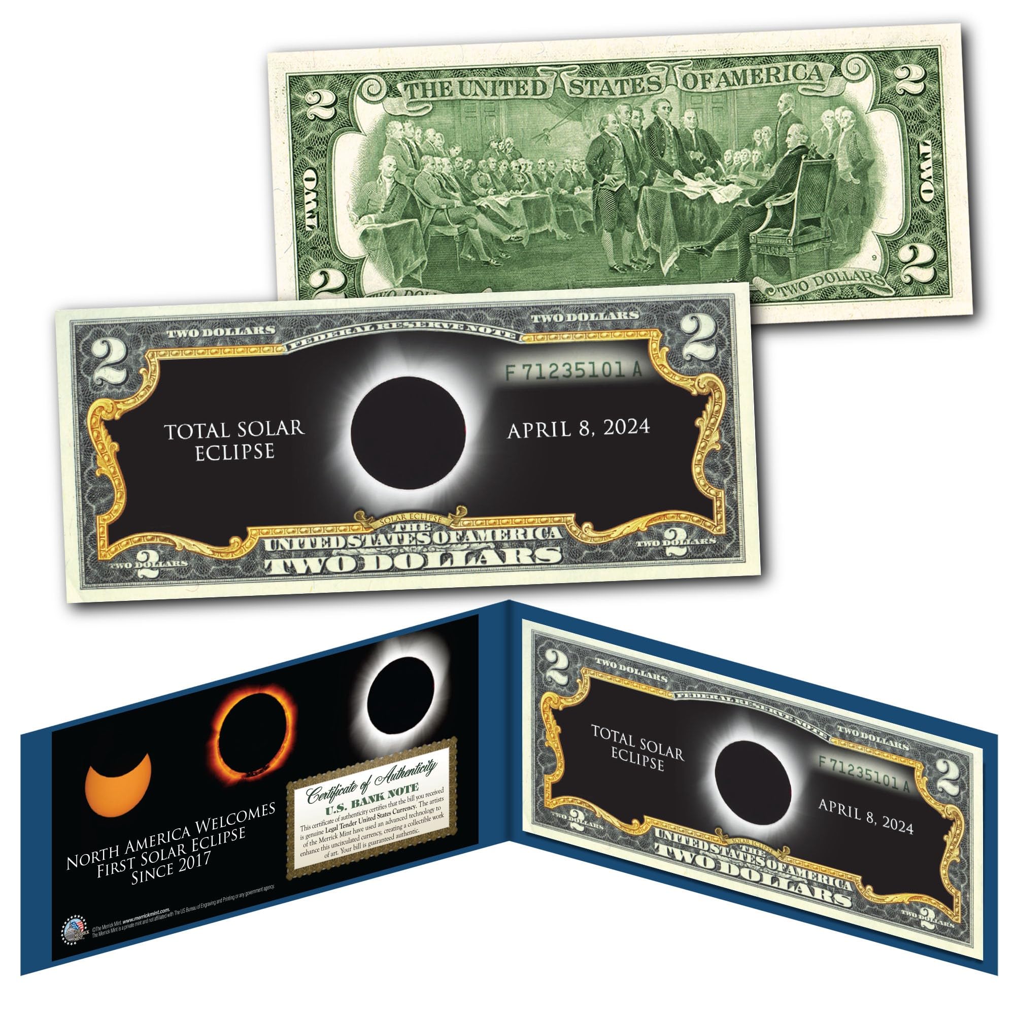 2024 Total Solar Eclipse April 8th Official Genuine Legal Tender U.S. $2 Bill