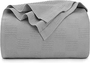 Utopia Bedding Cool Grey 100% Cotton Blanket [King Size - 90x108 Inch] 350GSM Lightweight, Soft and Breathable Thermal Blanket for All Seasons
