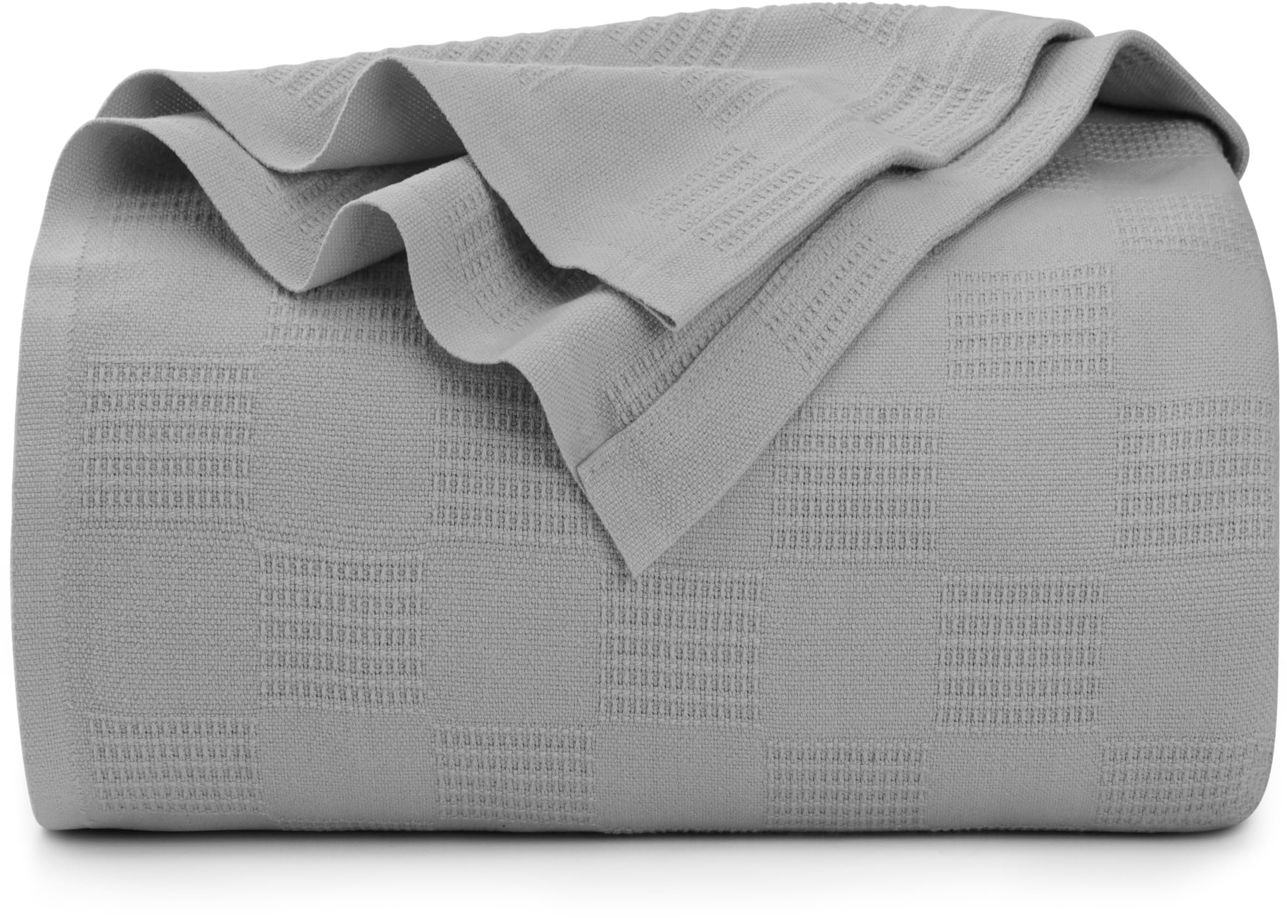 bedding cool grey 100% cotton blanket [full size - 90x84 inch] 350gsm lightweight, soft and breathable thermal blanket for all seasons