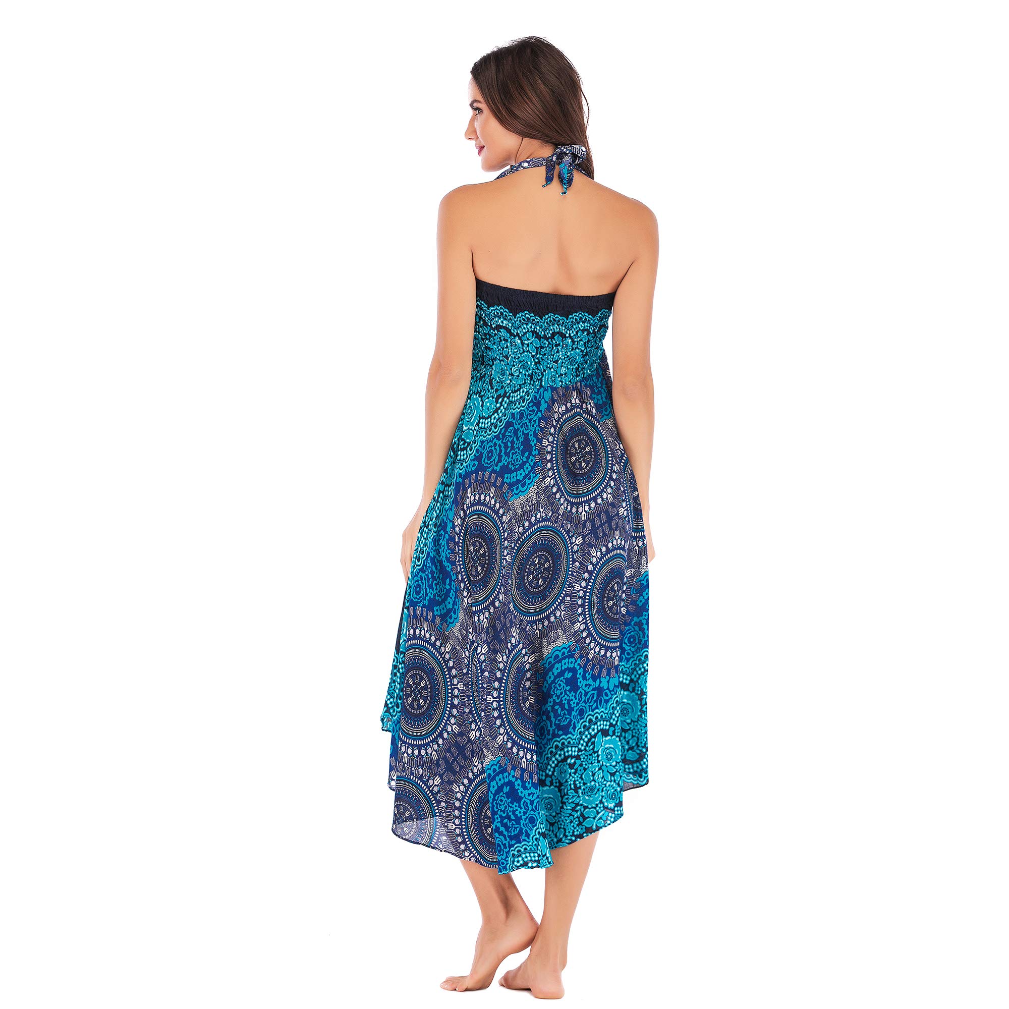 Jupe longue d'été pour femme - Robe de plage pour femme - Jupe d'été - Taille haute - Motif floral - Taille unique