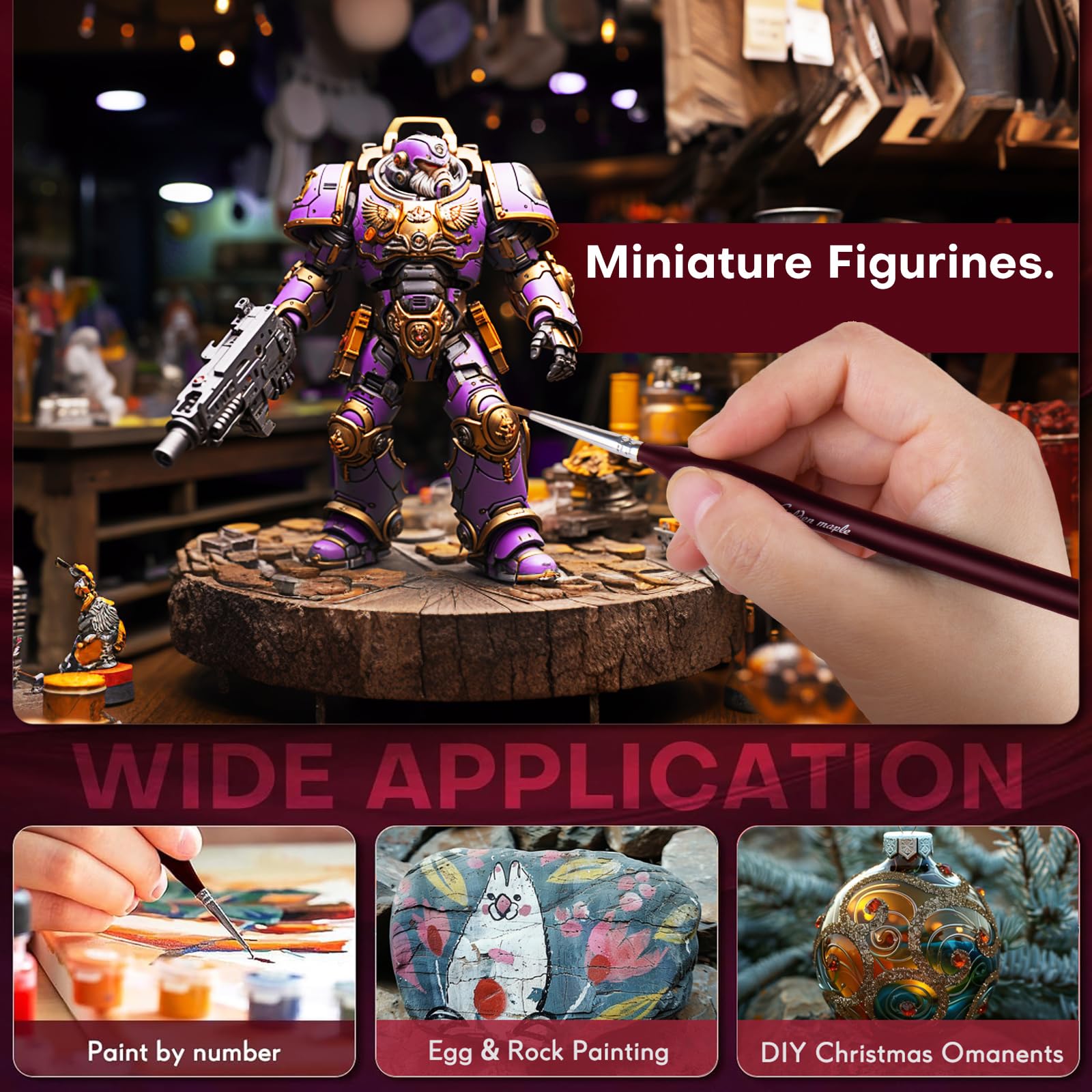 Detail Paint Brushes 3/0, Golden Maple Ultra Fine Tip Paint Brush Extra Fine Detail Miniature Paint Brush Set 6pcs Small Scale Models Paint by Numbers for Adults - Acrylic Watercolor Oil,