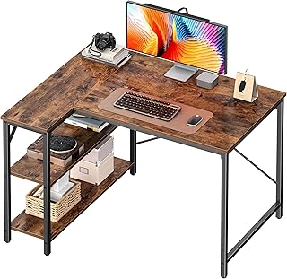 Huuger L Shaped Desk, 39 Inches Computer Desk with Reversible Storage Sh...