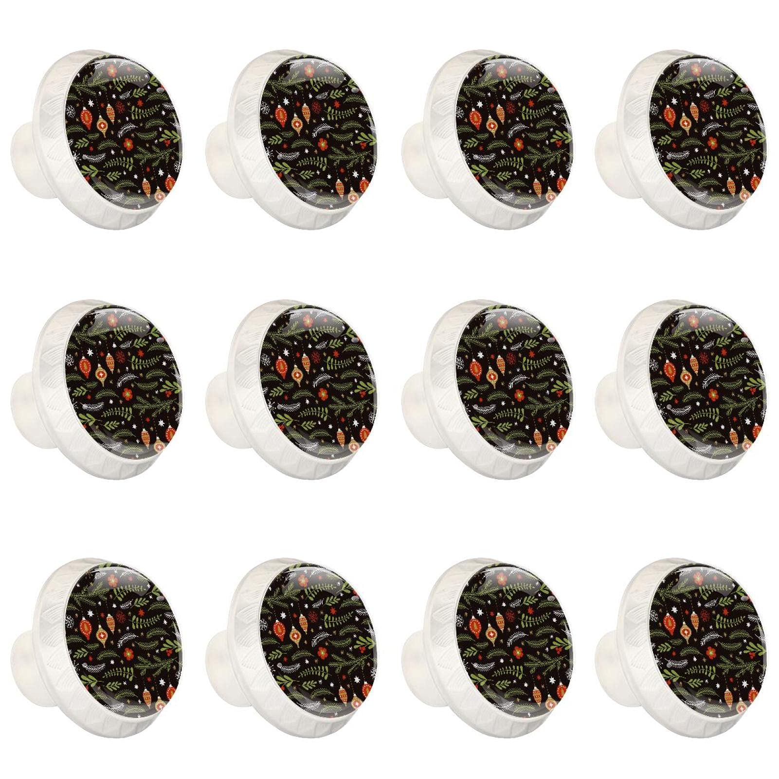 Boutons ronds pour armoire de cuisine et tiroirs de commode | Lot de 12 pièces motif flocon