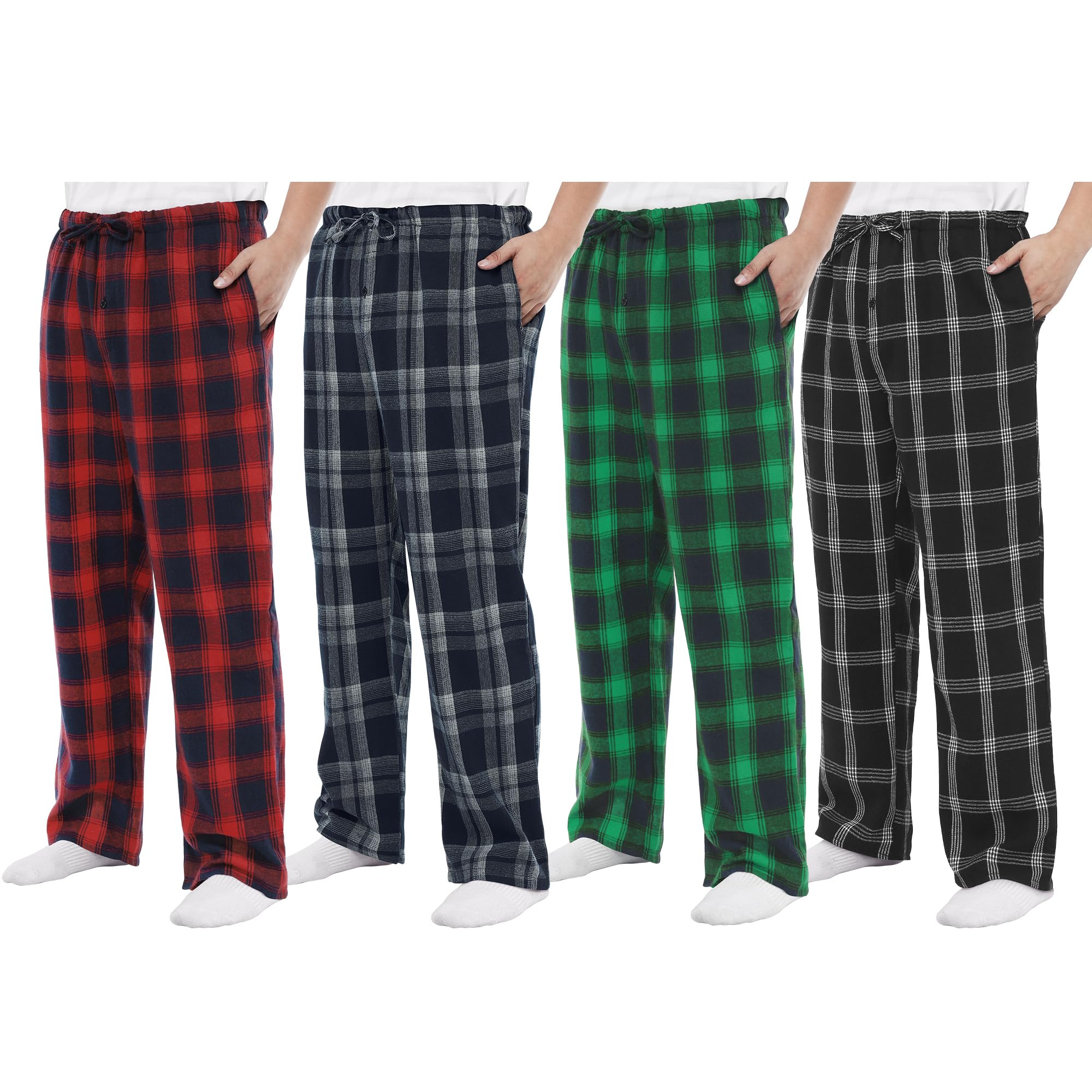 Men's Pajama Pants Flannel Plaid Pajama Sleep & Lounge PJ Bottoms Warm Sleepwear with Drawstring Pockets-image-33