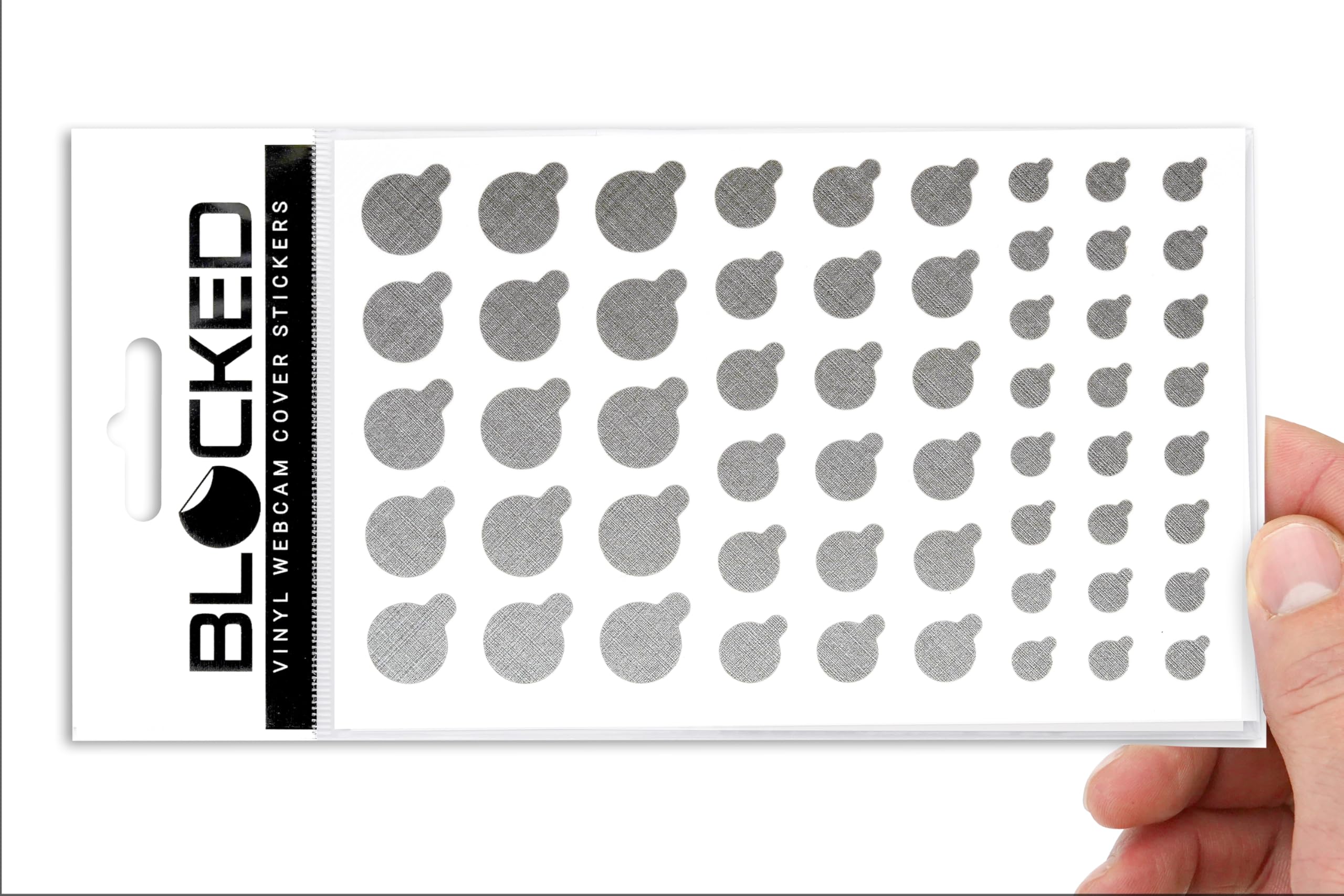 Rigid Series - 2X Thicker | The Original Vinyl Webcam Cover Stickers | Restickable &amp; Stackable Privacy Covers | for All Camera-endable Devices | 3-Sizes | 57 Tabbed Metallic Crisscross Textured
