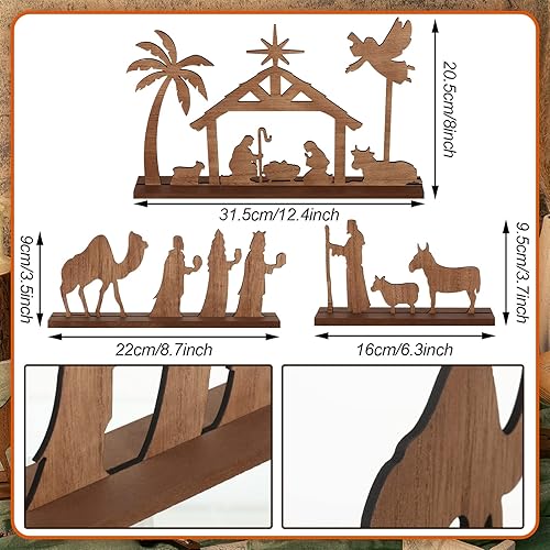 Miniatura 3 de Belén - Juego de madera para interiores, figura pintada a mano de madera, decoración de Navidad, decoración de mesa de madera, decoración navideña