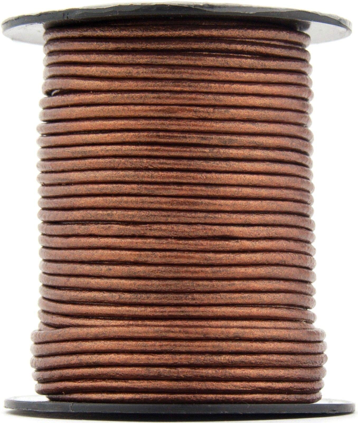 Copper Metallic Round Leather Cord 2mm 10 Meters (11 Yards)