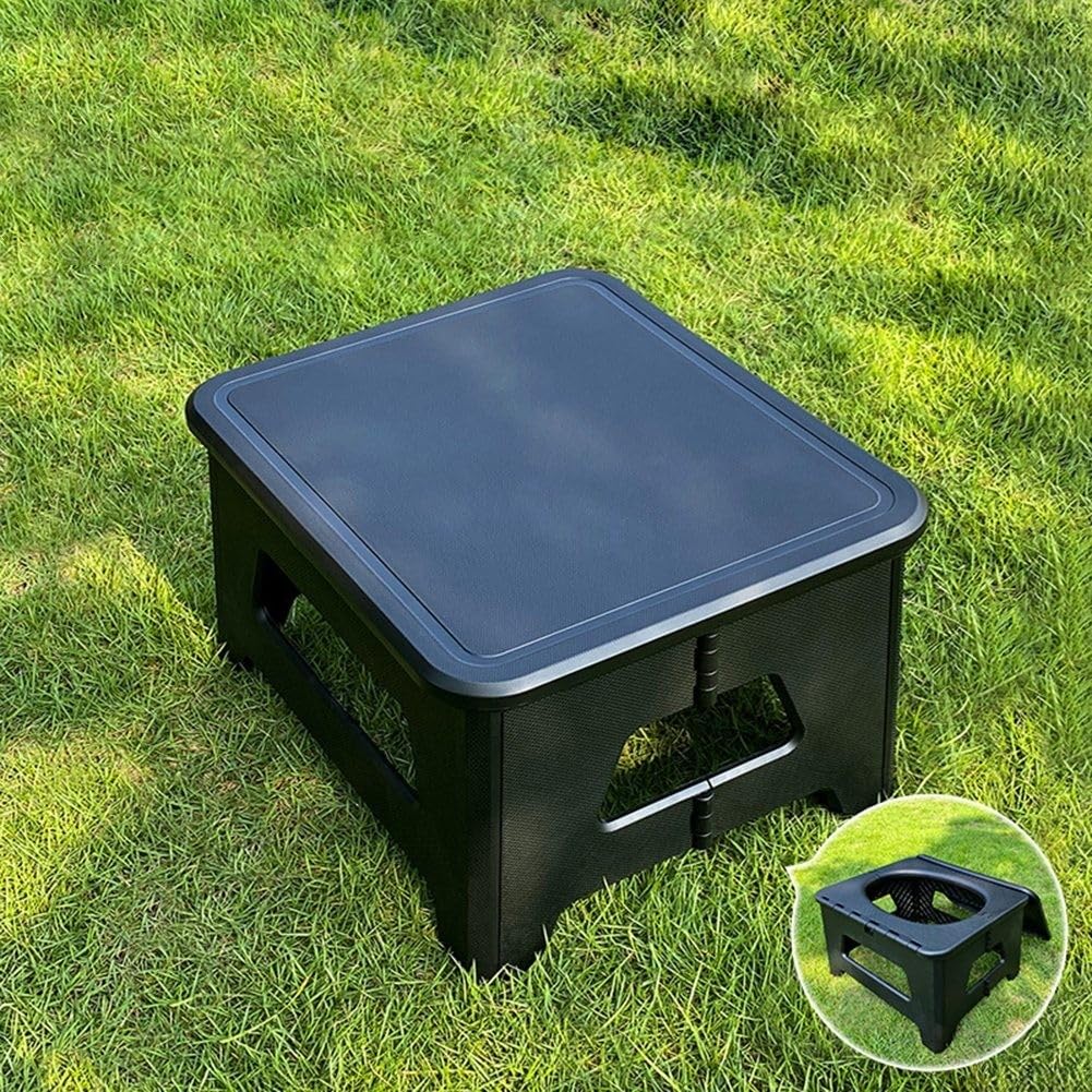 Portable Camping Toilet Chair 100kg Load Stool for RV(Large Black)
