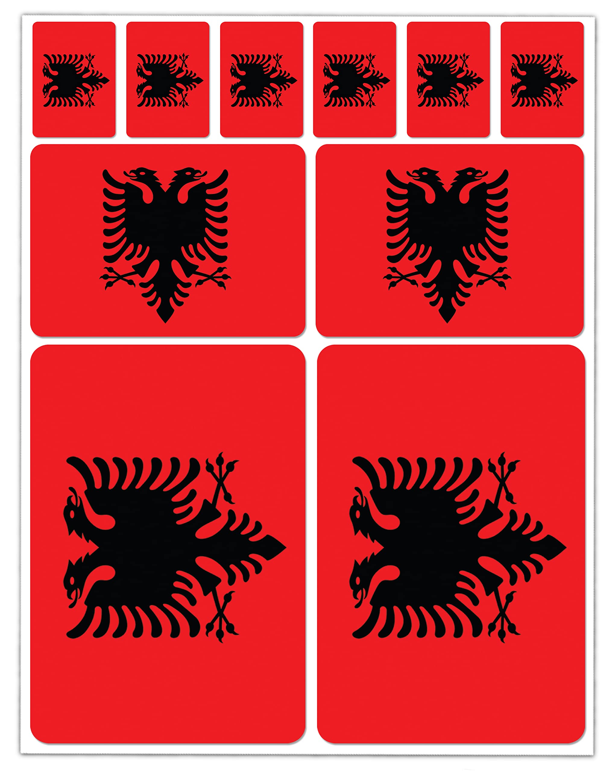 Skinoeu Red 10 X Vinyl Stickers Decals Albania Albanian National Flag Car Motorcycle Scooter Helmet D 1