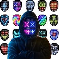 Gootus LED Light Up Mask for Halloween - Gesture Sensing Face Transforming Mask, 50 Patterns for Kids Adults, Rechargeable Party Costume