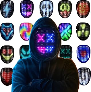 Gootus LED Light Up Mask for Halloween - Gesture Sensing Face Transforming Mask, 50 Patterns for Kids Adults, Rechargeable Party Costume