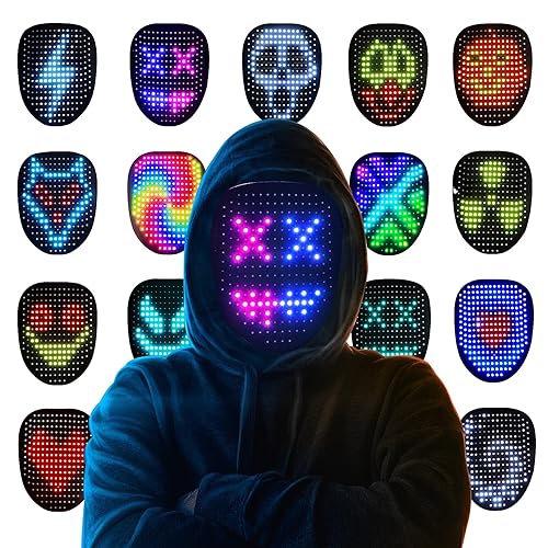 Led Mask Halloween Costume for Kids Adults, Face Transforming Light