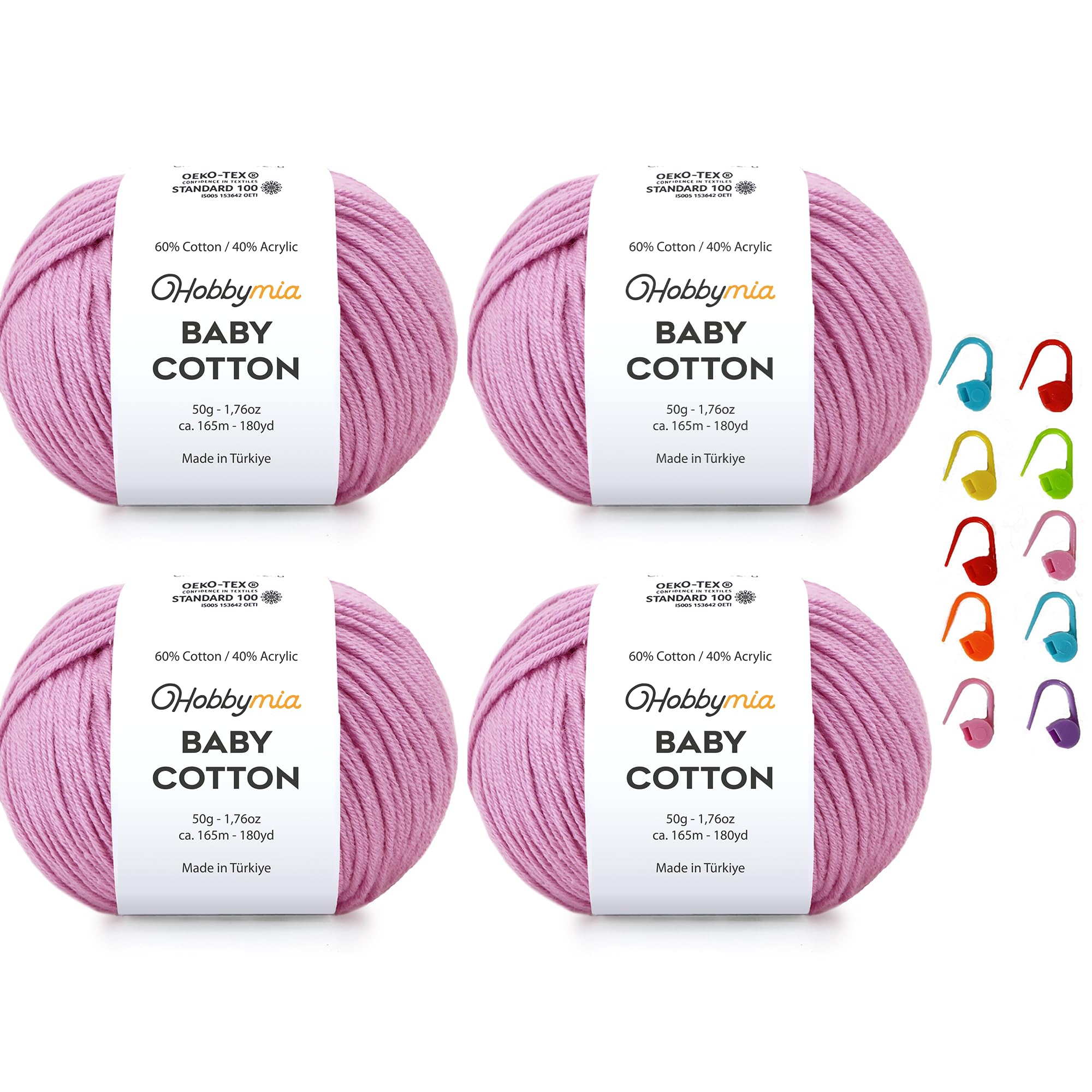 Baby Cotton Blend Yarn – Soft Sport Weight Yarn for Crochet & Amigurumi - 50g/180yds - 60% Cotton 40% Acrylic - Ideal for Baby & Knitting Proj.(Neon Green, 1 Ball) — view 137
