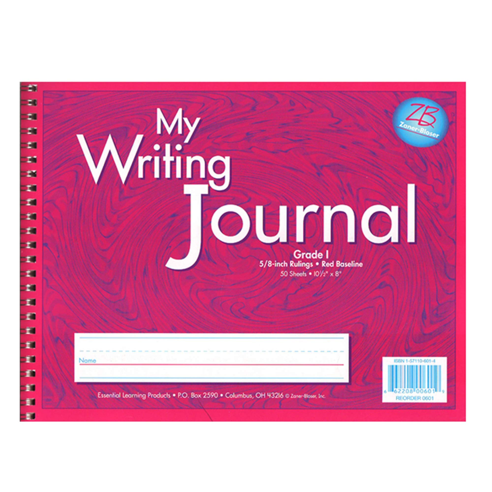 Essential Learning Products "Zaner-Bloser My Writing Journal, 5/8"" Ruling, Grade 1, 50 Sheets", Grade 1, Pink, 8 x 10.5 inches (ELP0601)