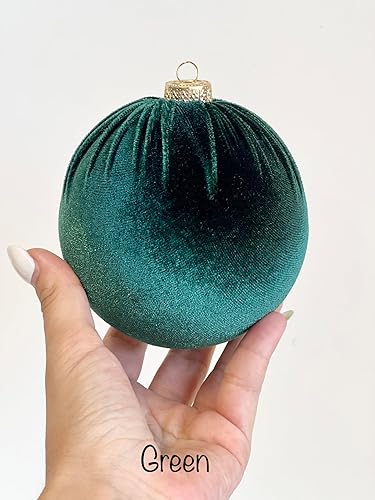 Miniatura 8 de WHITEROOM Juego de 12 bombillas decorativas de terciopelo verde para árbol de Navidad