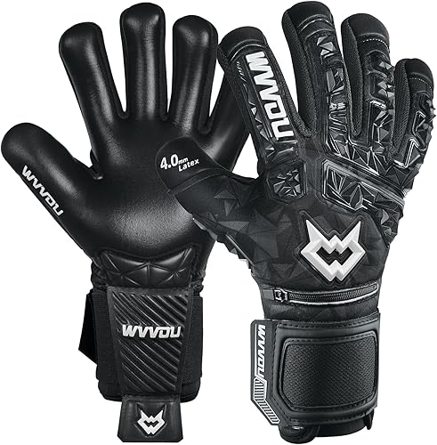 WVVOU Guantes de portero de fútbol para adultos y jóvenes, guantes de portero de alto rendimiento con 5 dedos desmontables, guantes de fútbol
