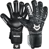 WVVOU Soccer Goalie Gloves for Adults and Youth, High Performance Goalkeeper Gloves with 5 Detachable Finger Saves, Breathable Soccer Gloves with 4mm Sticky Latex Palm (Black, 9)