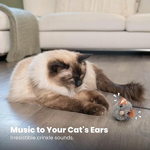 Miniatura 6 de Petstages - Ratón chillón, juguete de gato de peluche con hierba gatera