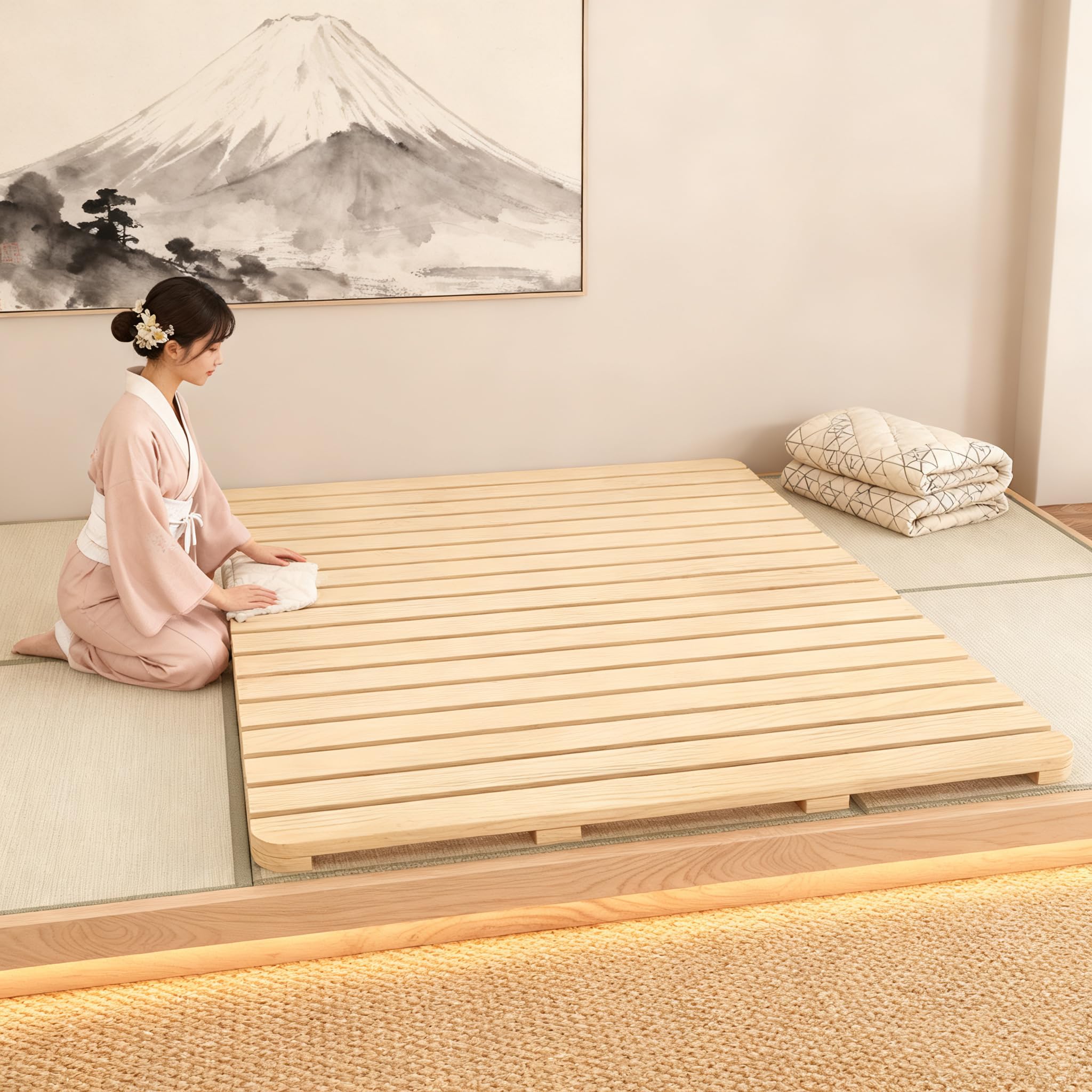 Amazon.com: RAUMPA Japanese Floor Low Profile Platform Bed Frame