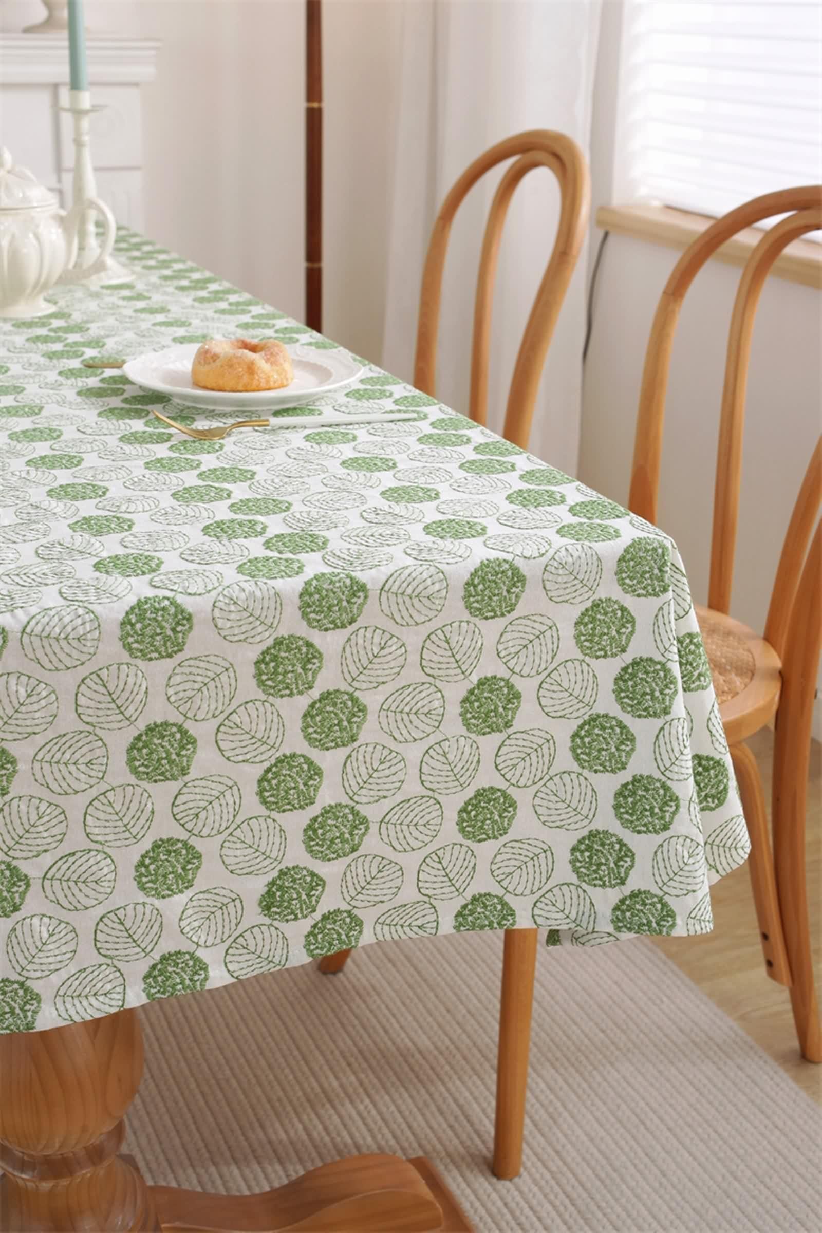 Tovaglia Cotone, Tovaglia Tavolo Matrimonio Bianco Verde Foglia Copritavolo 130X180CM per Compleanno Festa