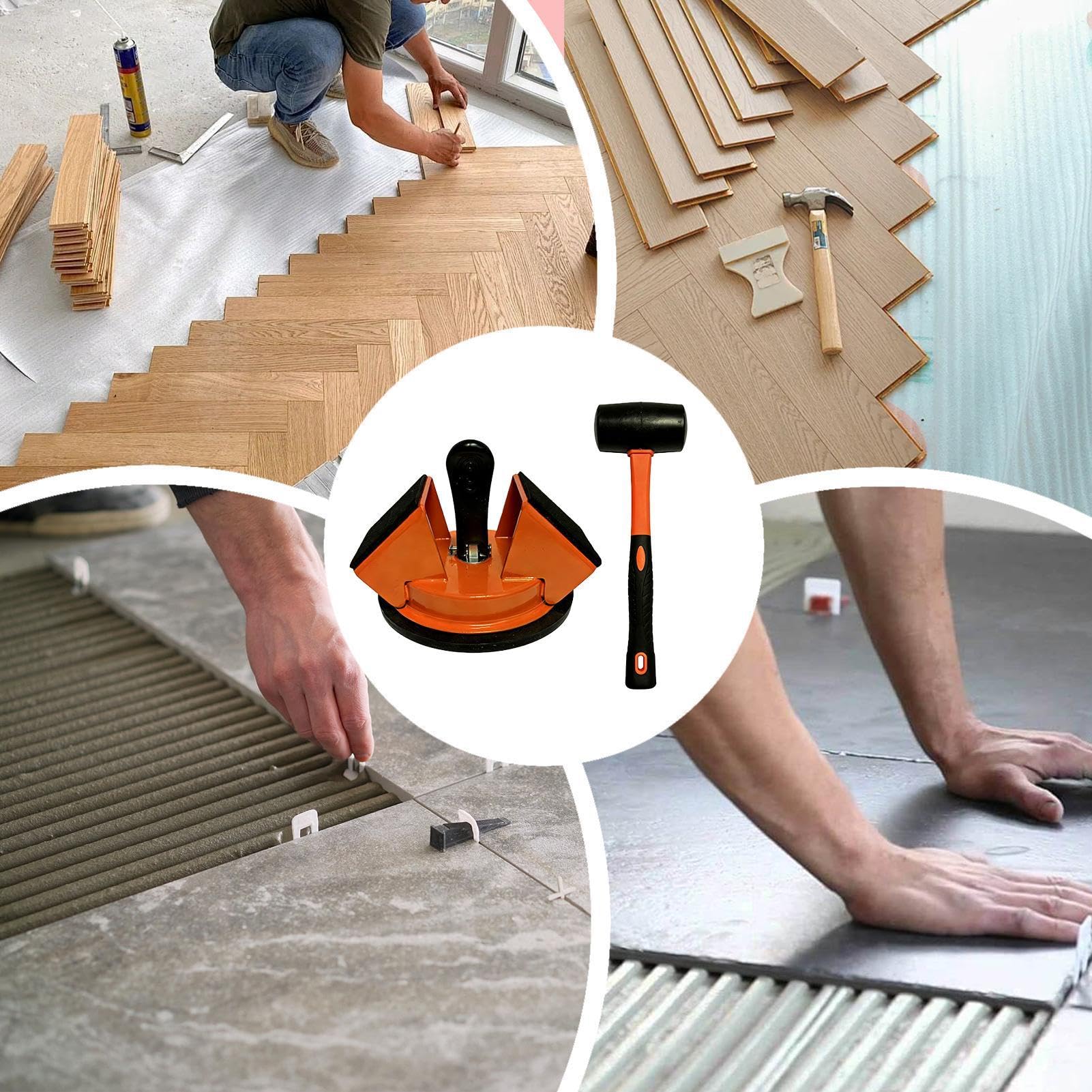 Herramientas para tarima laminada Con Pesado | Kit Reparador De Suelos Con Agarre De Tablones Para Madera Baldosas LVP Madera Dura Lechada Terraza Tablón Baño Mejoras Del