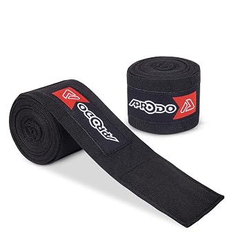 APRODO Boxing Hand Wraps Perfect Spandex Elastic Stretch for Men & Women (Black, (108") 2.75m)