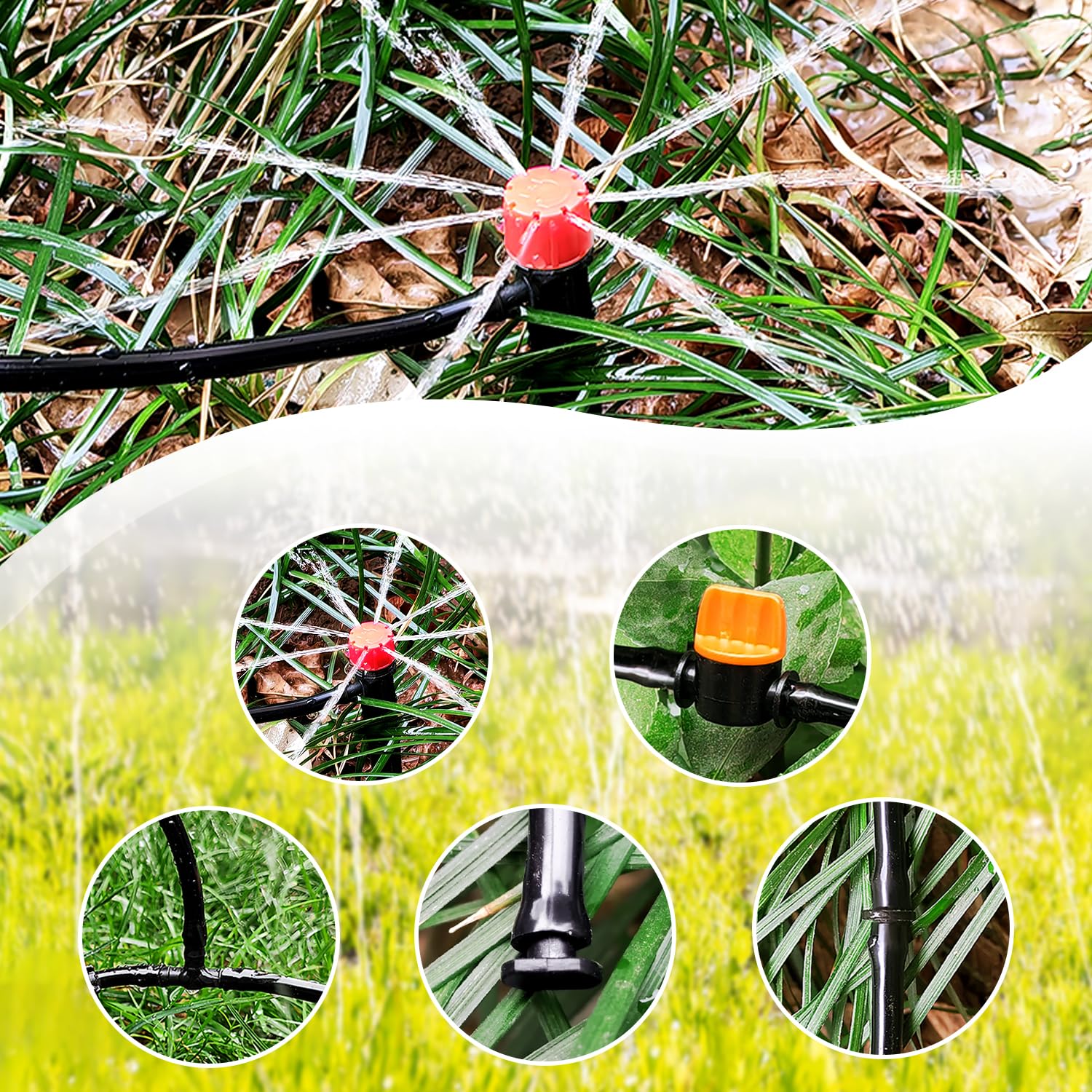VooGenzek 33 PCS 4/6 mm Irrigation System Kit, 5m Irrigation Hose, DIY Auto Drip Irrigation Kit, with Straight-Through Joints - Image 3