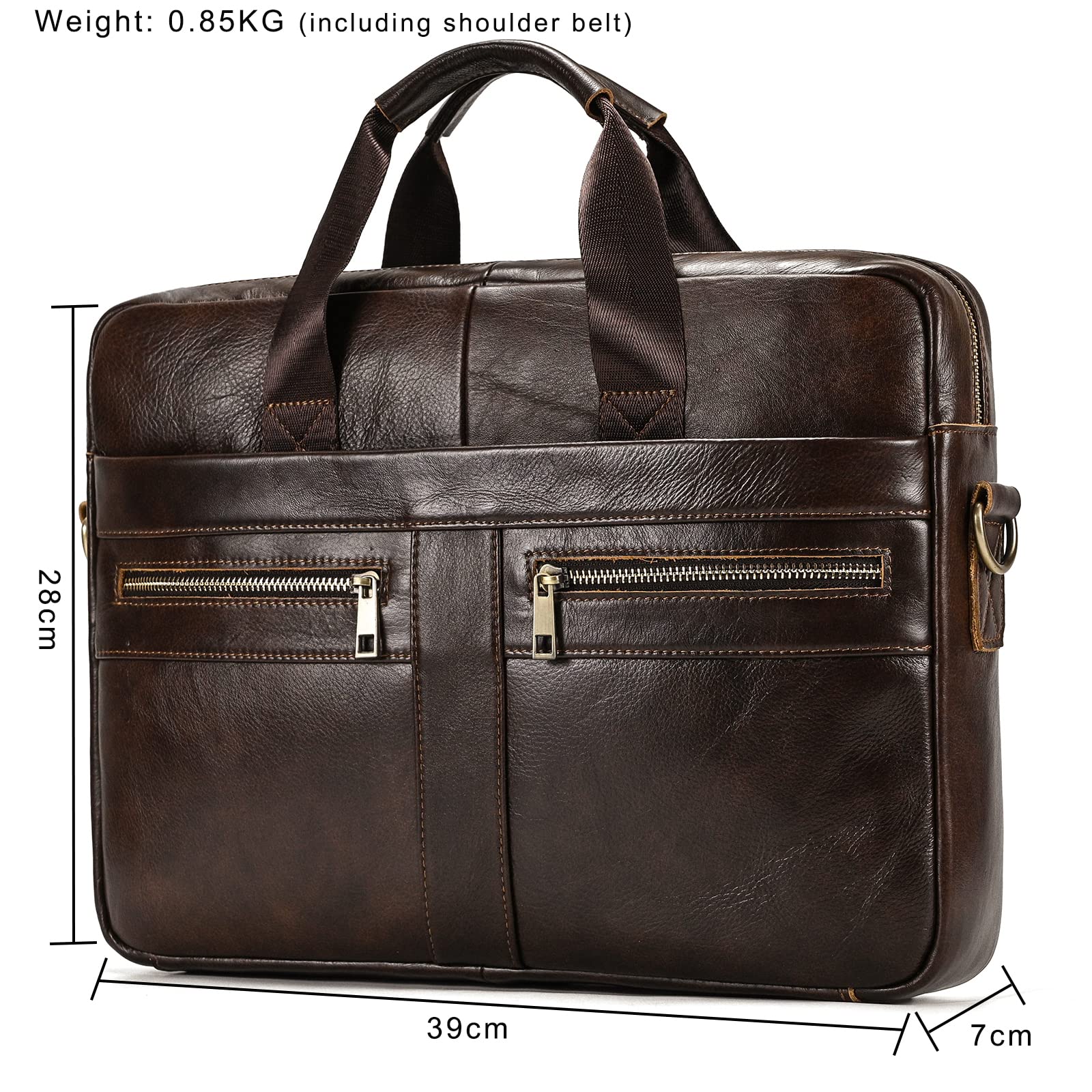 15.6 Zoll Herren Laptoptasche Leder Aktentasche Umhängetasche Handtasche für Business Notebook Büro, 3316 Braun