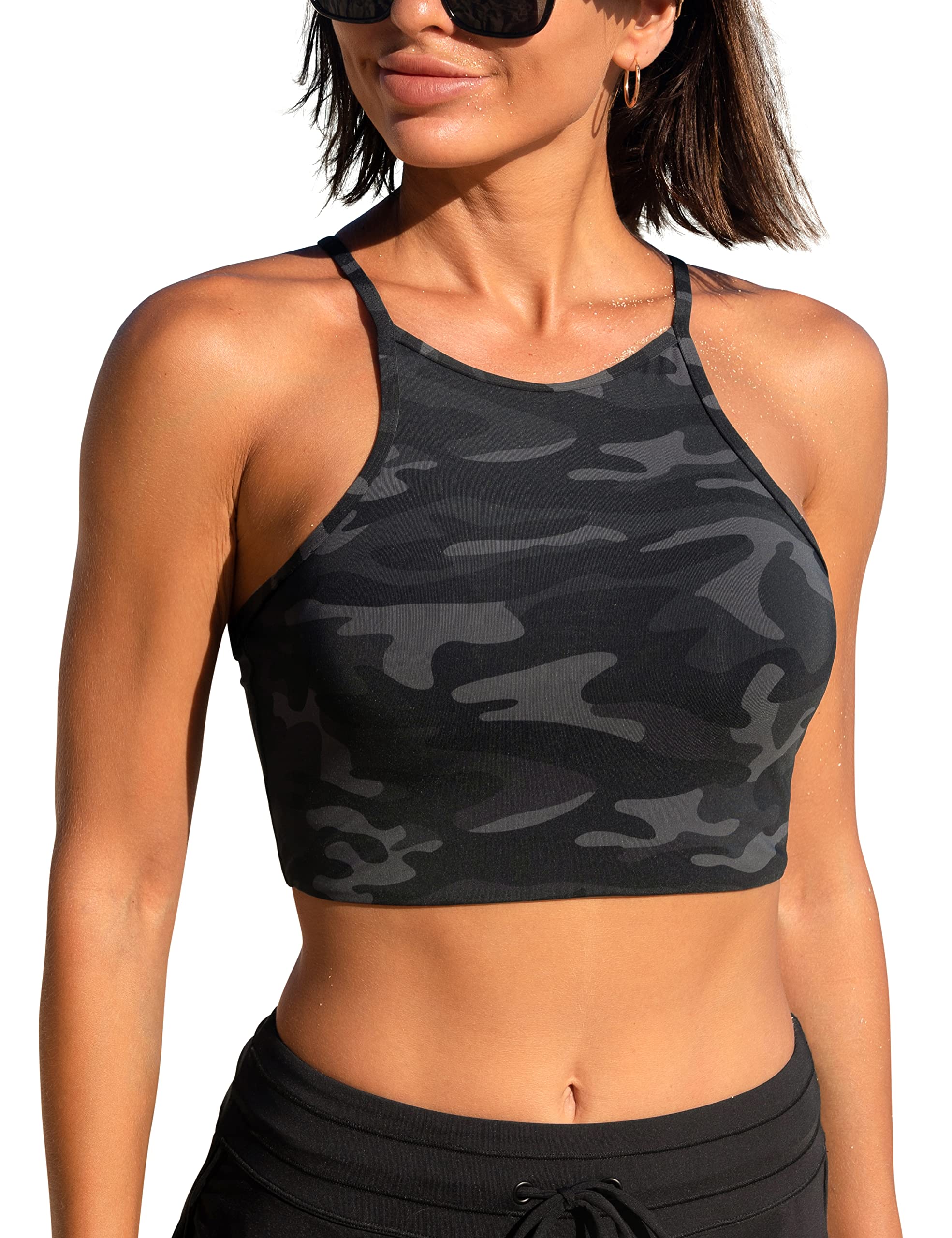 CRZ YOGAWomen's Bikini Tops High Neck Swimsuit Racerback Padded Swimwear Sexy Bathing Suit