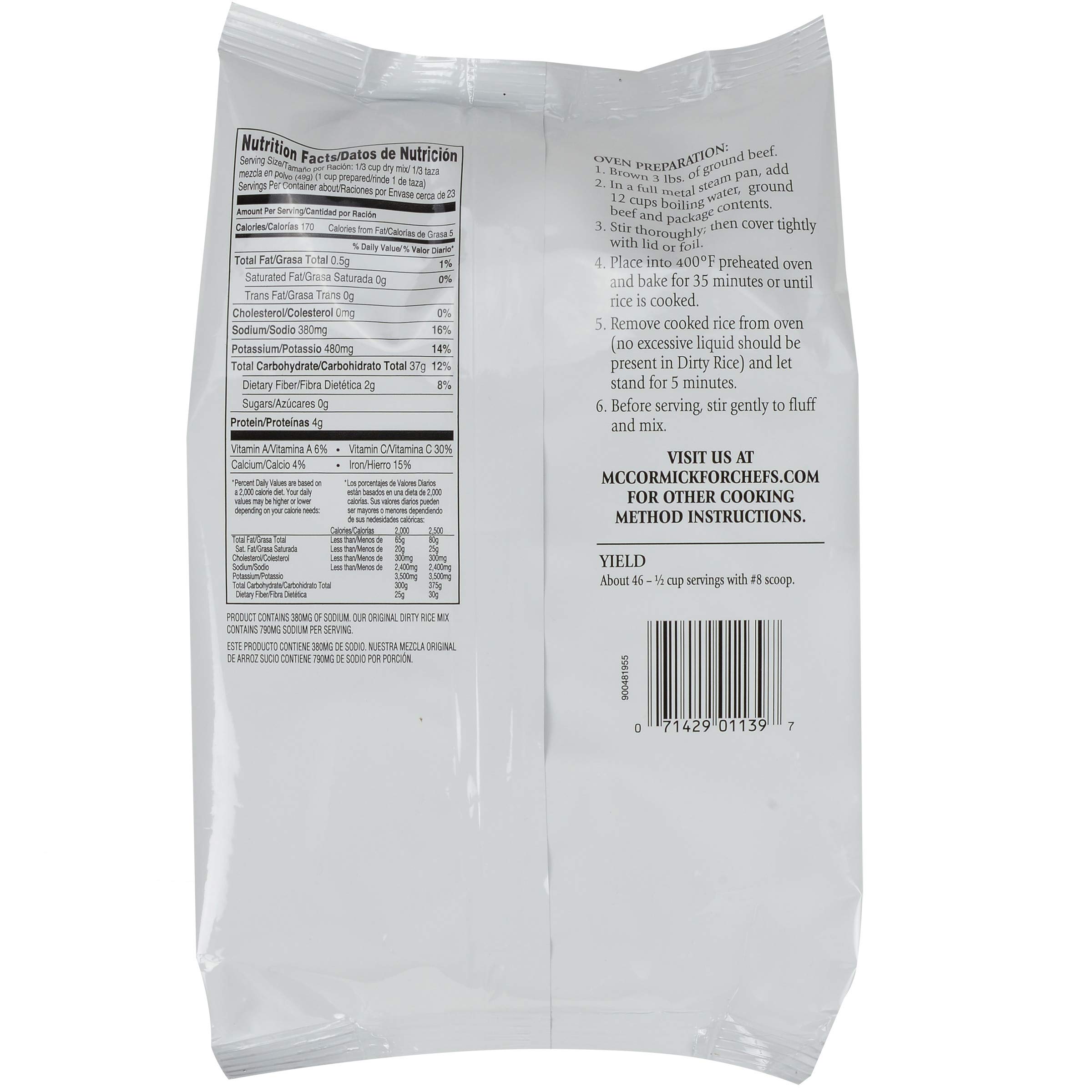 Zatarain's Reduced Sodium Dirty Rice Mix, 40 oz - One 40 Ounce Package of Low Sodium Dirty Rice Mix for New Orleans Style Dishes, Perfect with Ground Meat
