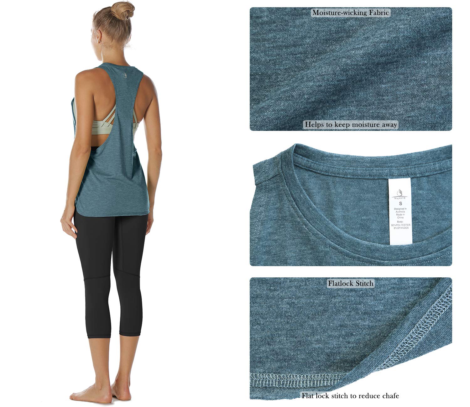 icyzone Canotta Donna Sportiva Traspirante e Sciolto Senza Maniche Atletica Palestra Camicie Corsa Yoga Tank Top (Pacco da 3) - 5