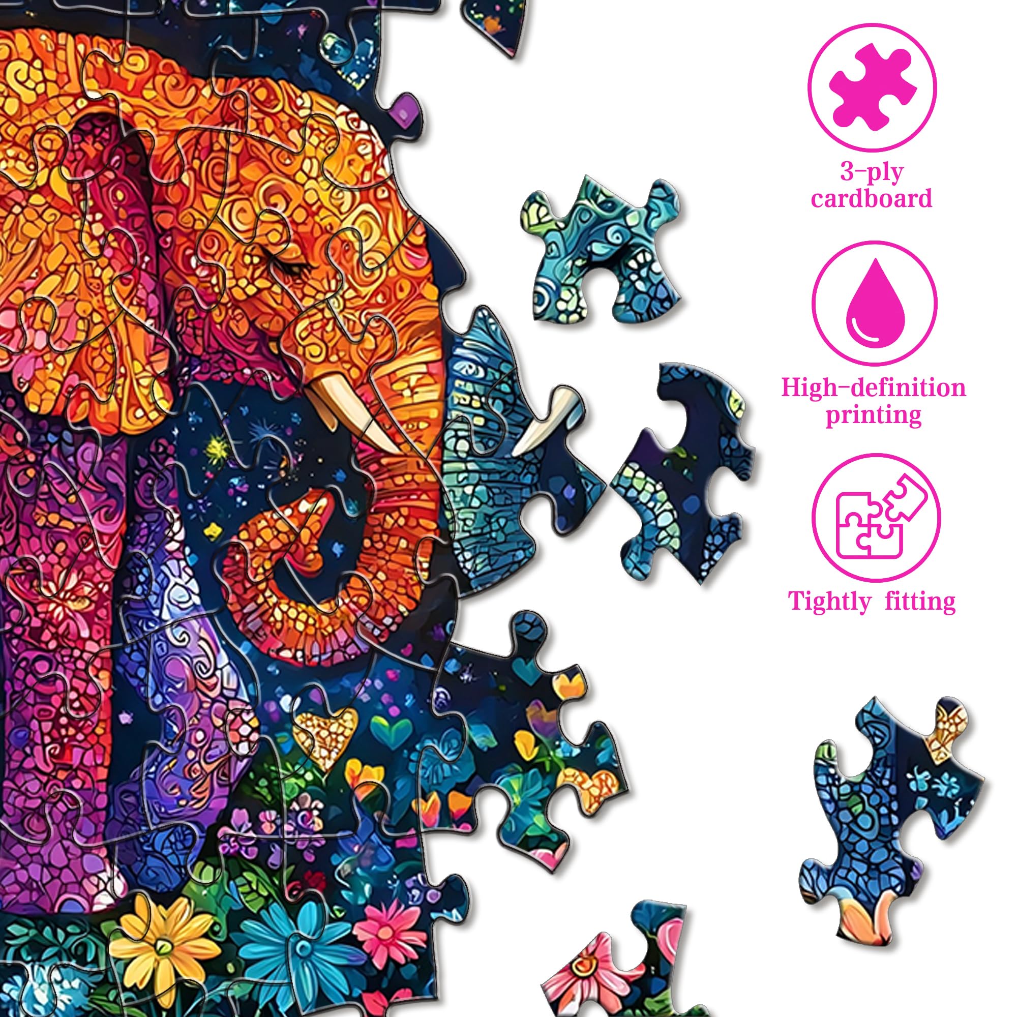 Ginfonr 1000 Piece Jigsaw Puzzles for Adults, ELEPHANT HARMONY - Image 4
