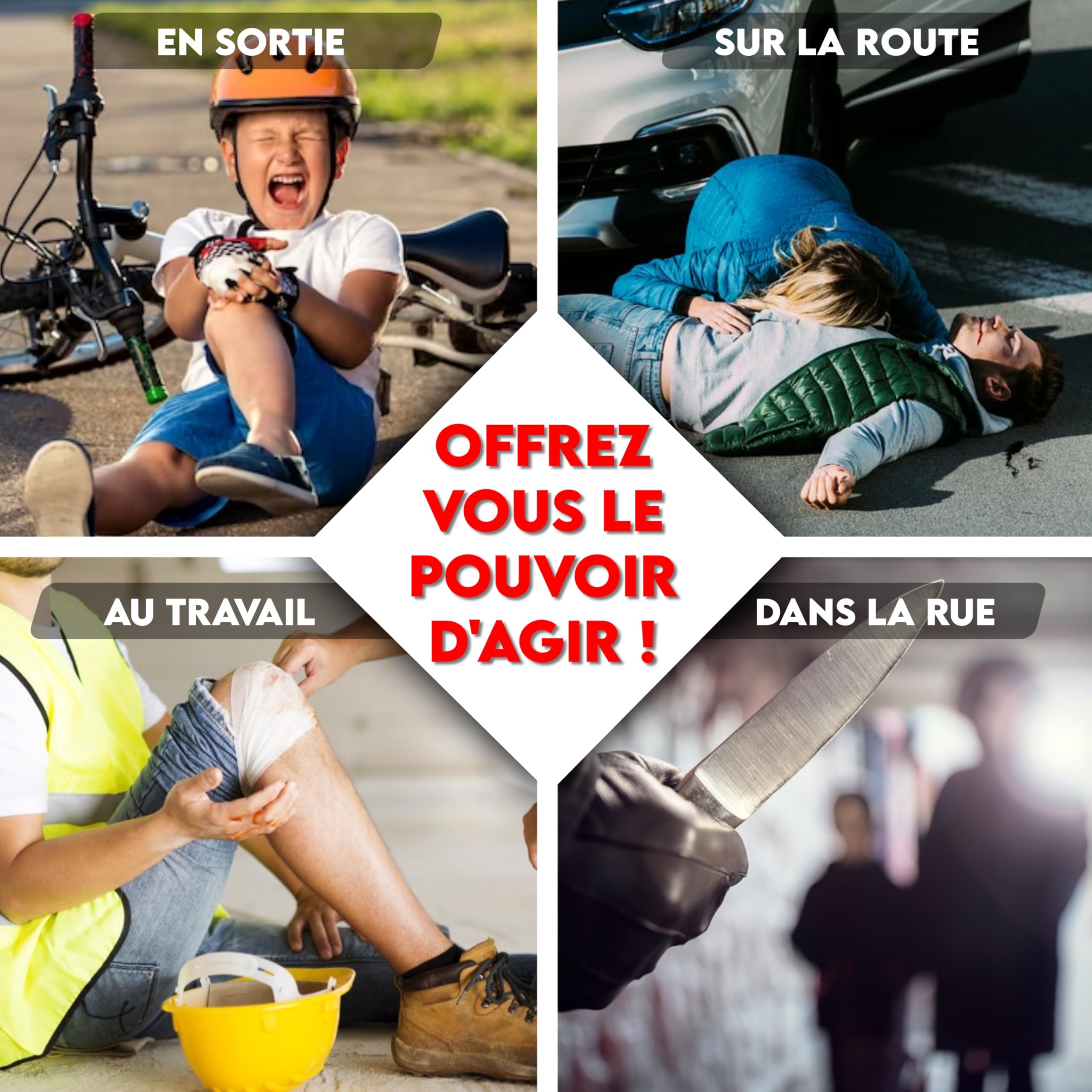 Trousse de Secours Complète Kit de Survie Militaire Randonnée Camping Voiture Couverture de Survie Garrot Tourniquet