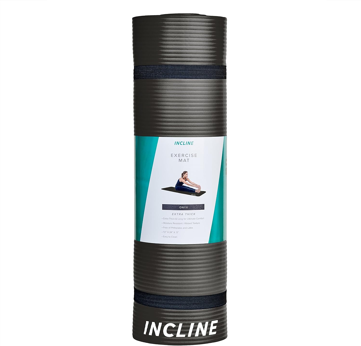 Incline Fit Extra Thick Exercise Mat w/ Carrying Strap - Non Slip & Comfortable Workout Mat For Yoga, Pilates, Stretching, Meditation, Floor & Fitness Exercises