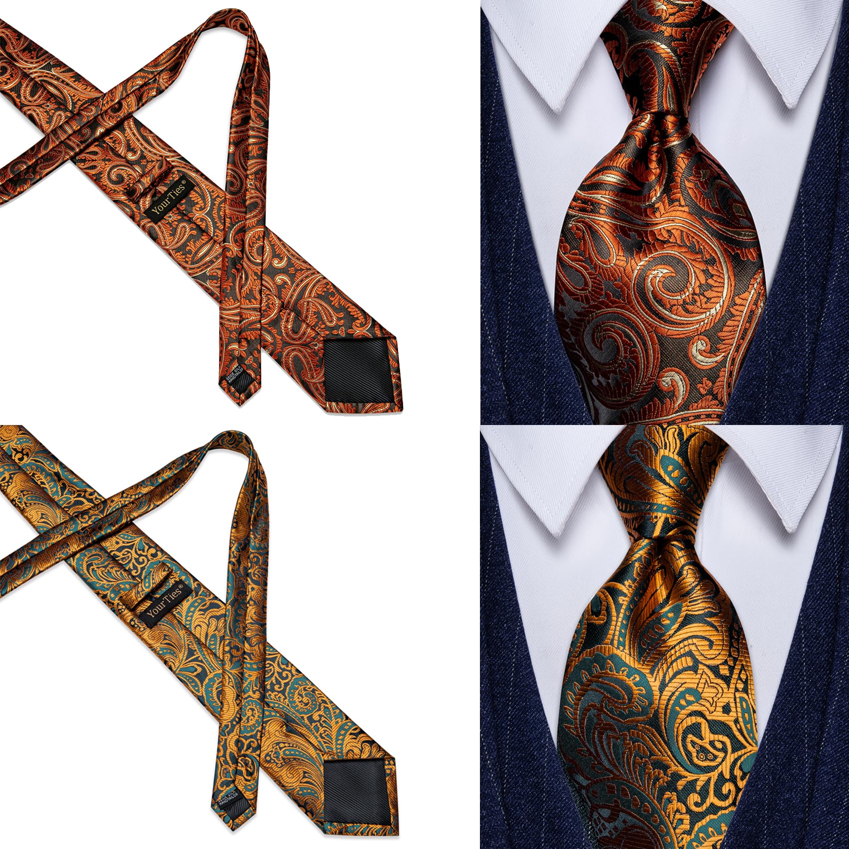 YourTies Mens 6PCS Tie Set Assorted Necktie Silk Woven Paisley Floral Striped Plaid Ties Fashion Wedding Business Party