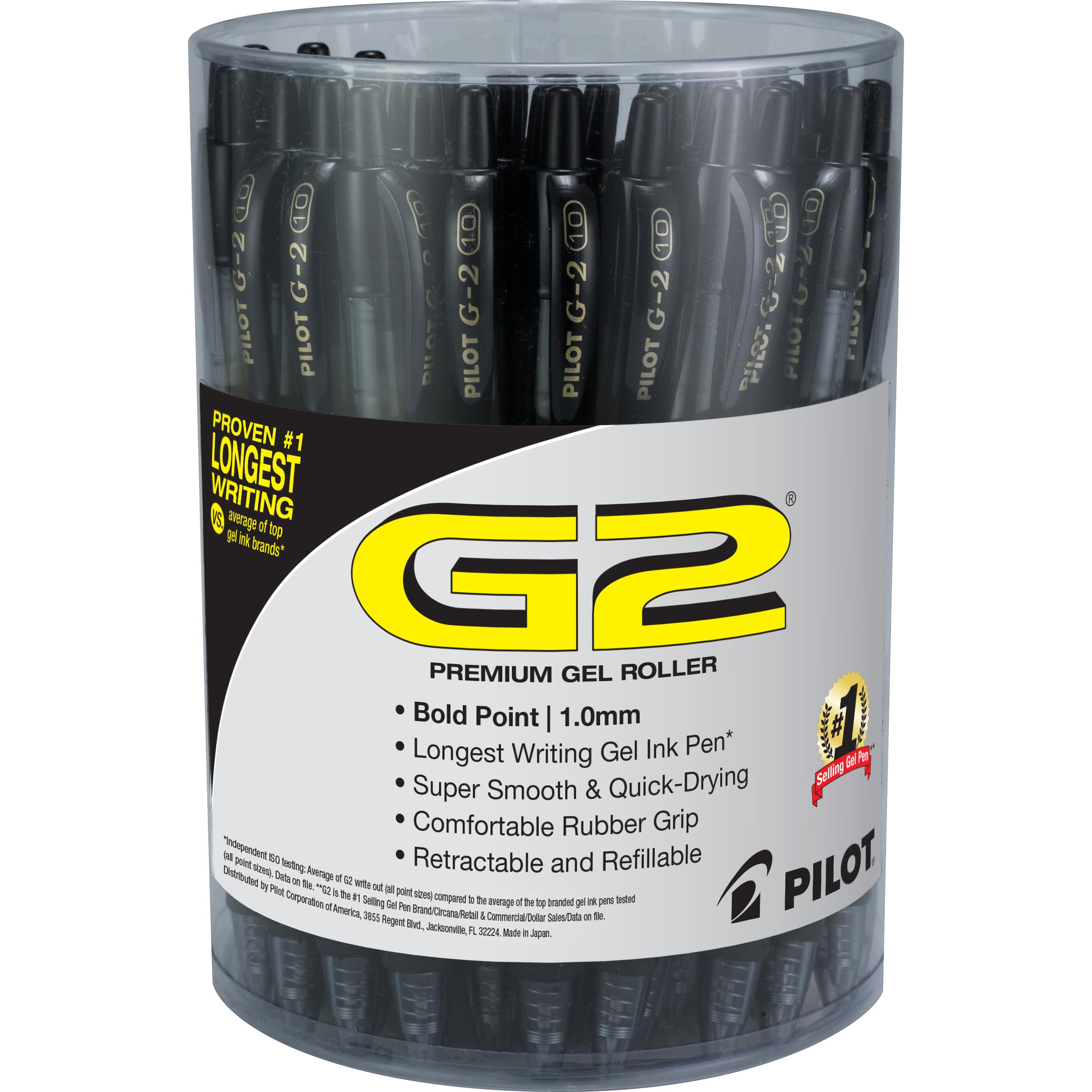 Pilot 2724465 G2 Penne gel retrattili a punta grassetto, inchiostro nero, confezione da 36 (84095)