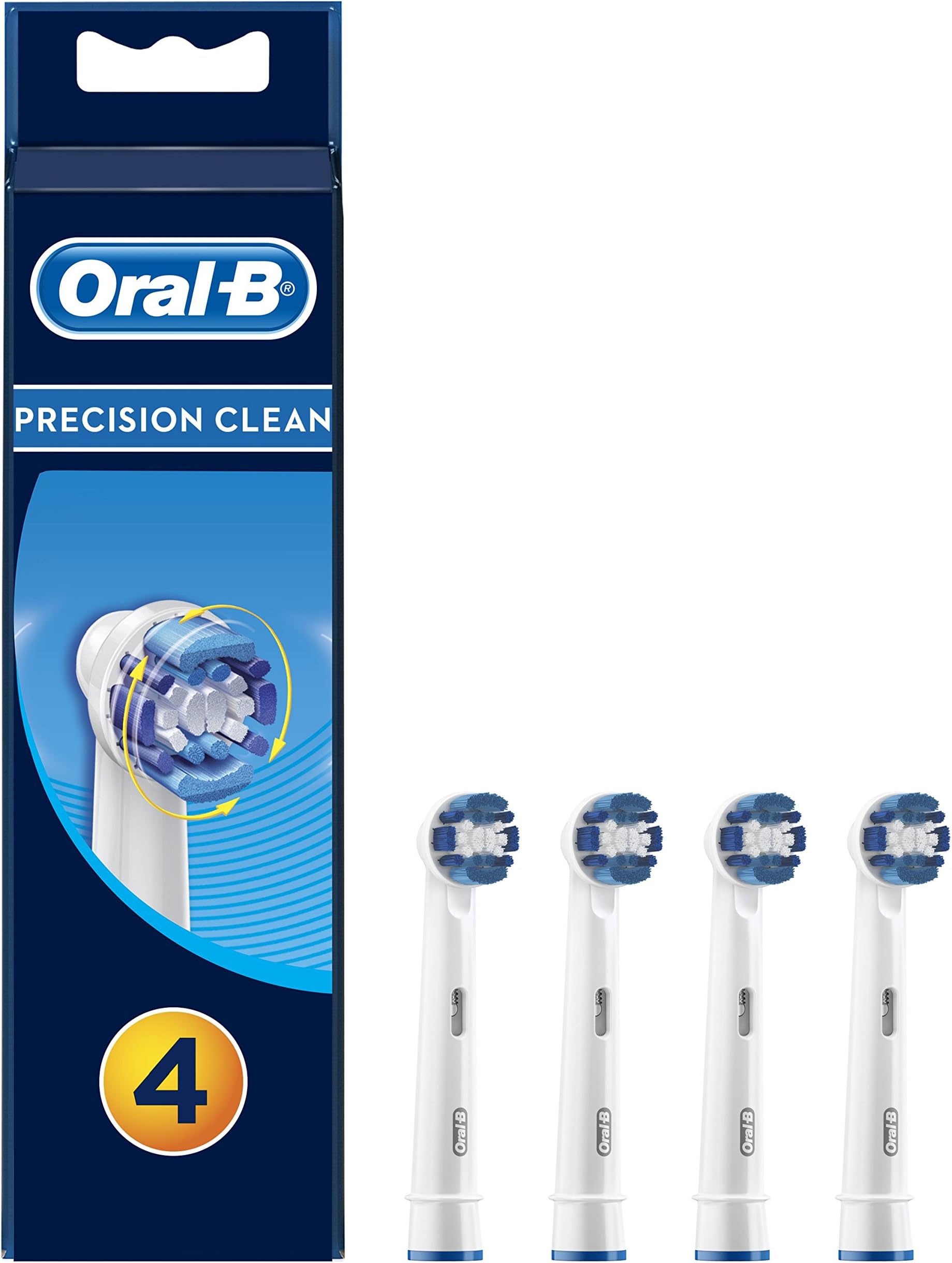 Oral-B Genuine Precision Clean Toothbrush Heads Replacement Refills for Electric Rechargeable Toothbrush, Deep and Precise Cleaning, Pack of 4