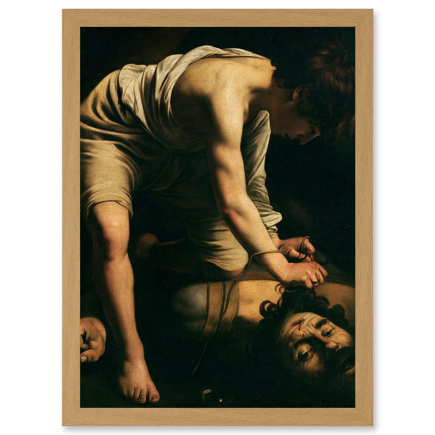 Artery8 Caravaggio David Goliath Religious Painting Artwork Framed Wall Art Print A4