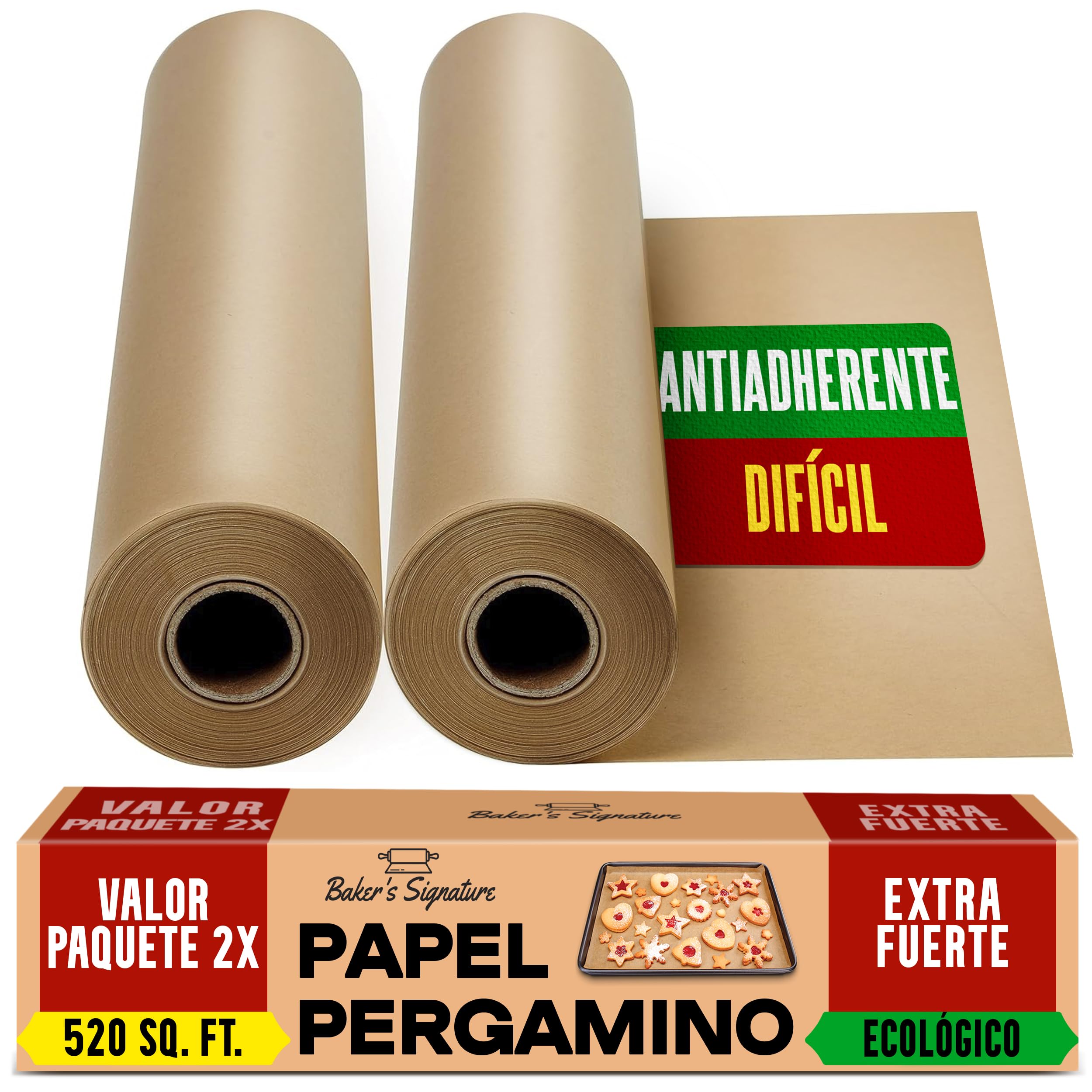 Papel de horno Baker's Signature, 2 rollos de 38cm x 64m con cortador integrado