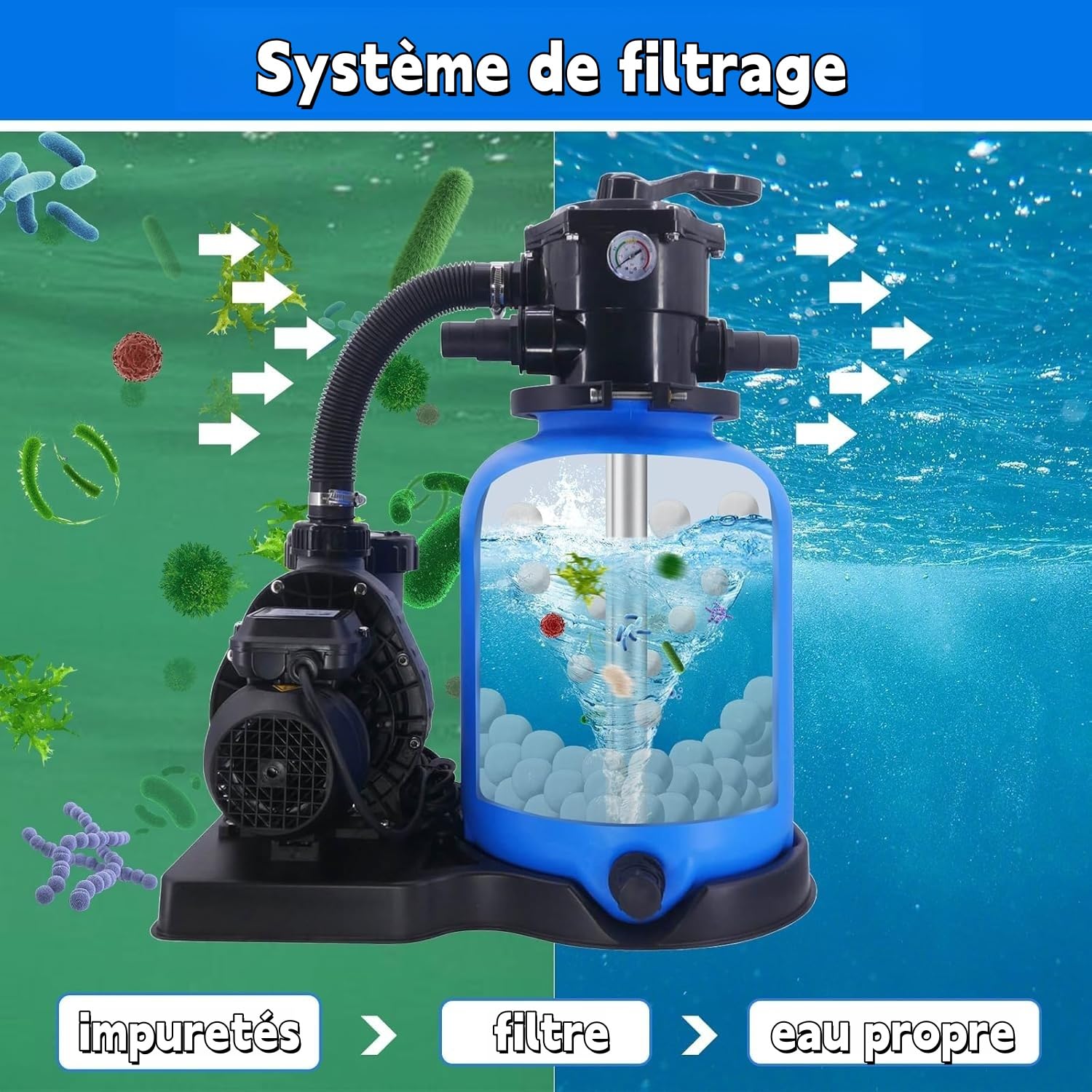 1500g Balle Filtrante Piscine Réutilisables Boule de Coton pour Filtre Piscine Systèmes de Filtration à Sable, Accessoires de Piscine, Nettoyeur de Piscine, Filtre à Sable d'Aquarium