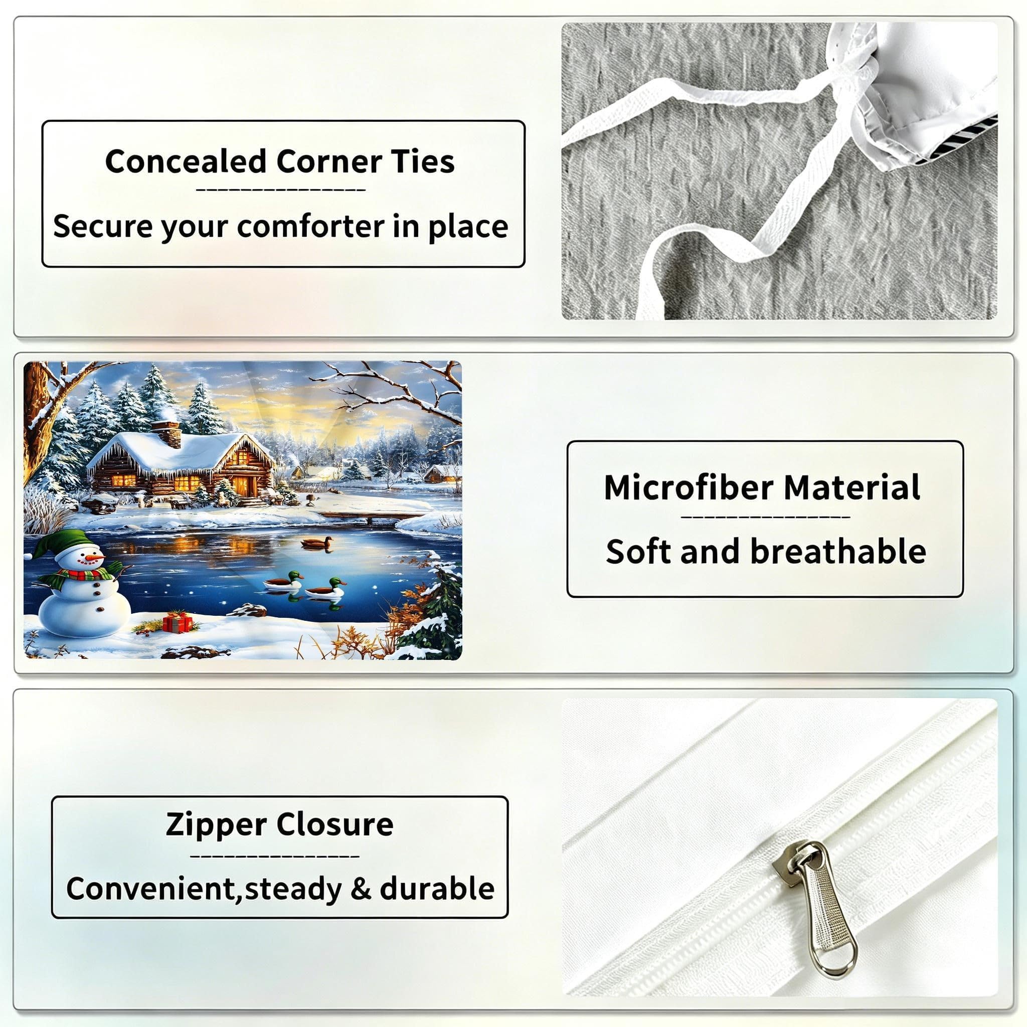 Copripiumino Matrimoniale Pupazzo Di Neve Bianco 260x240, ZQ8010 | Traspiranti Durevoli Microfibra, per Tutta la Famiglia, Matrimoniale, per Tutte le Stagioni, con 2 Federe 50x80 cm