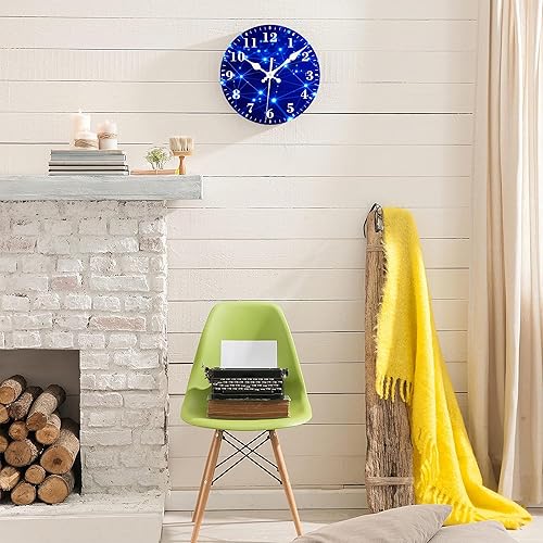 Miniatura 5 de Relojes de pared con pilas, diseño geométrico abstracto azul, silencioso, sin tictac, decorativo, para interiores y exteriores, para sala de estar,