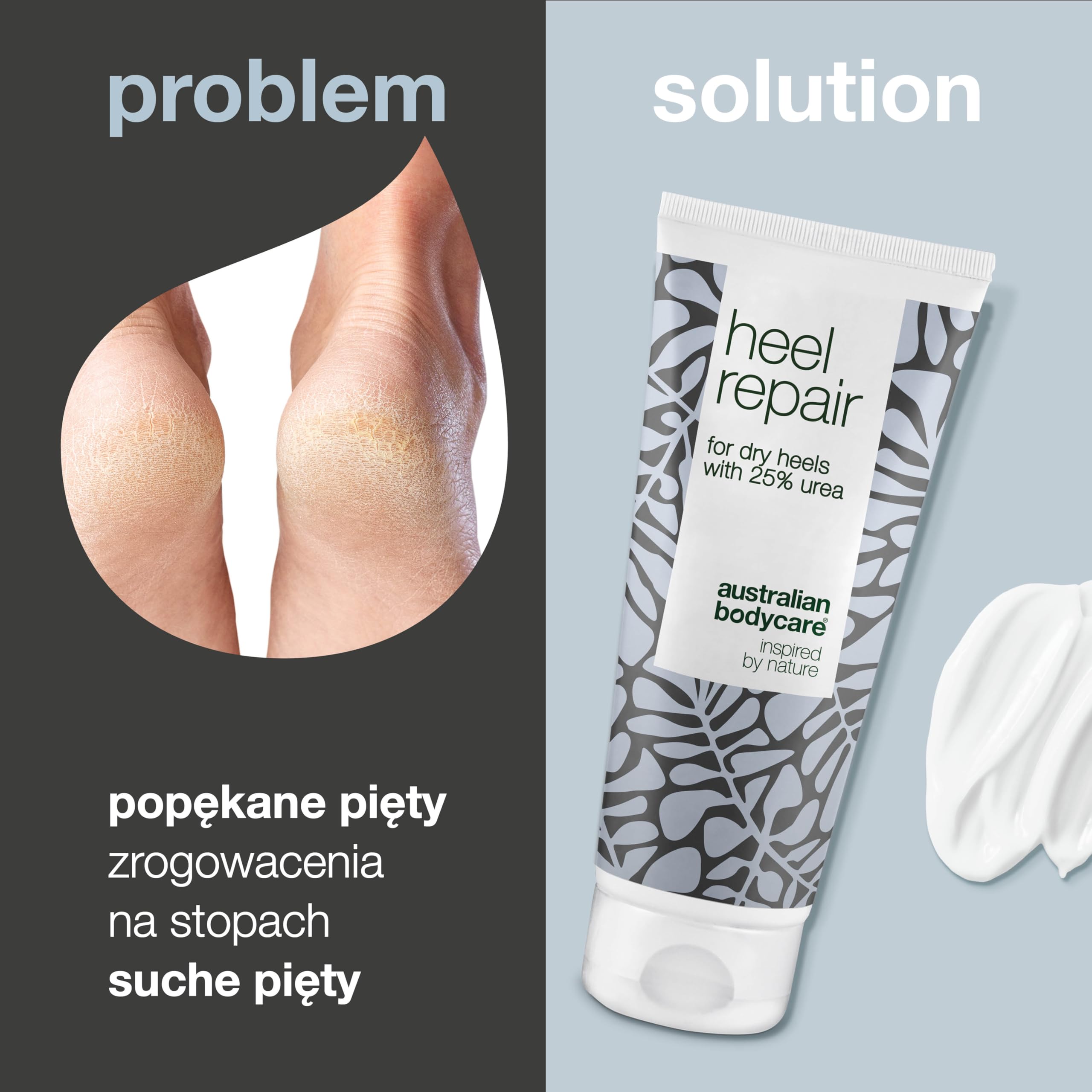 Australian Bodycare Heel Repair, 100ml | Krem do nawilżania twardej skóry na piętach | 25% Urea | Pielęgnacja stóp z 100% Olejkiem z Drzewa Herbacianego