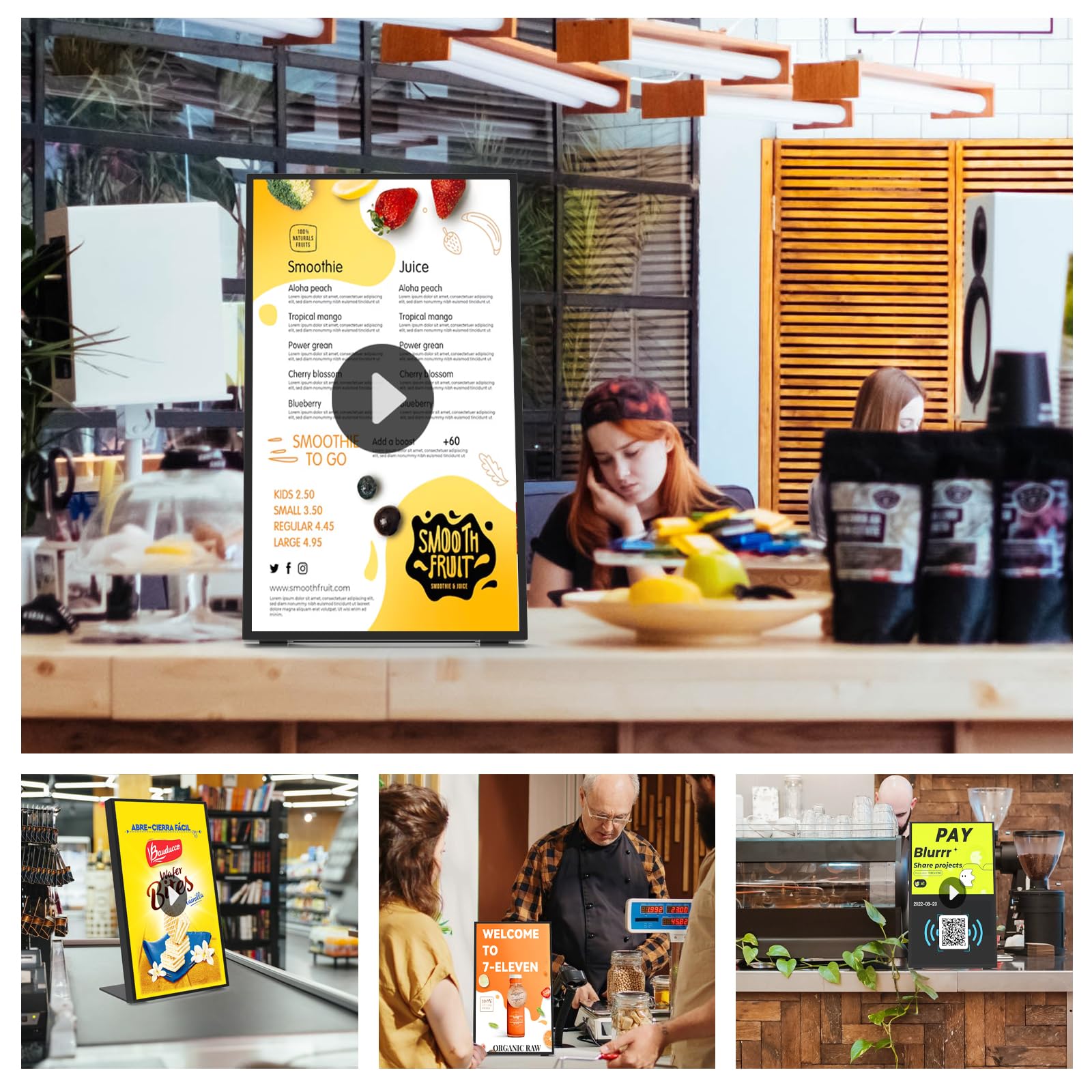 18,5 Zoll Desktop Menüboard, 2K FHD, 700 Nits, CMS, HDMI/WLAN | Desktop Werbedisplay mit 2K FHD, 700 Nits und CMS – ideal für Restaurants, Cafés, Hotels und Einzelhandel.