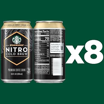 Starbucks Nitro Cold Brew, Vanilla Sweet Cream 9.6 fl oz Can (8 Pack)