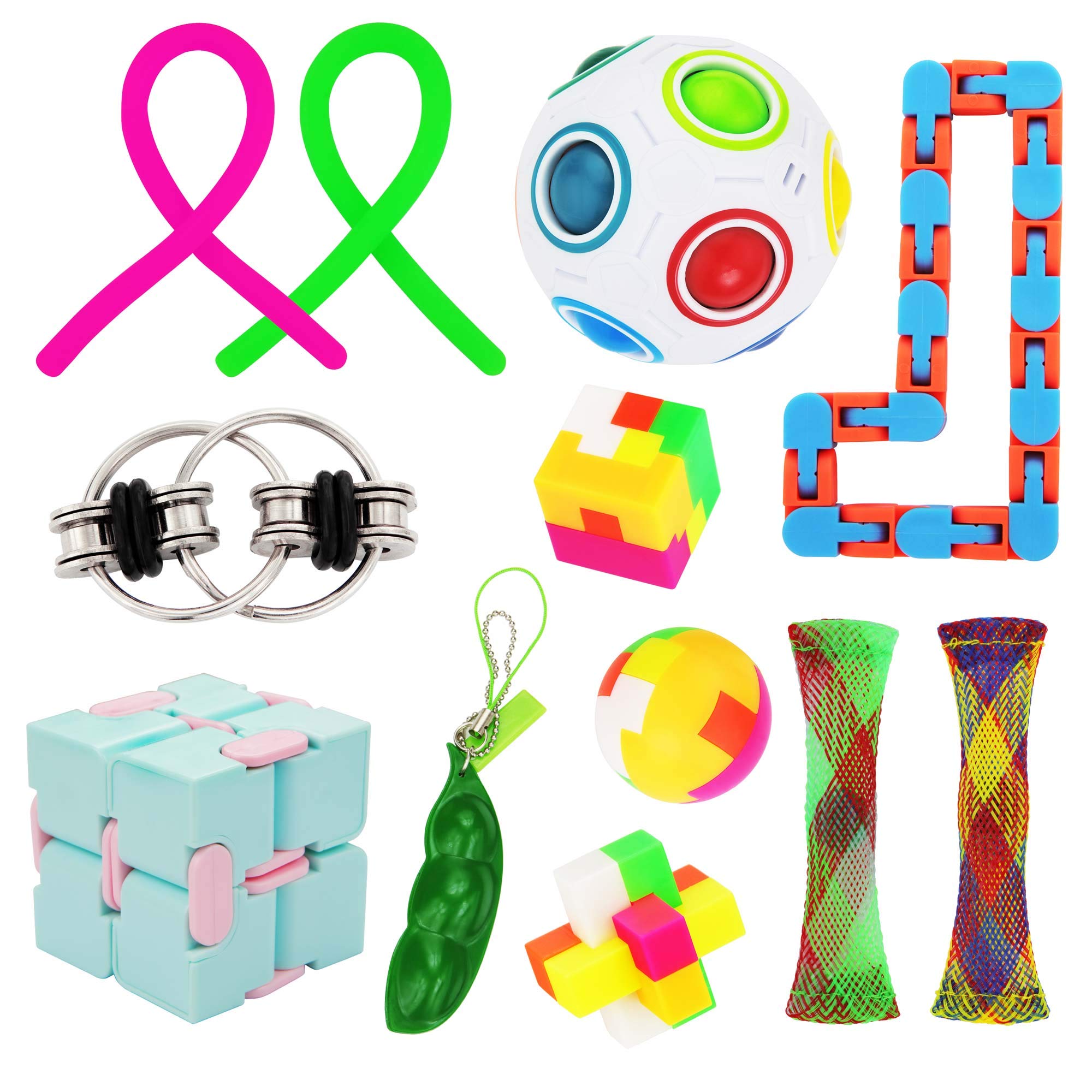 VQVAAQ Infinity Cube Flippy Chain Fidget Toy Stress Relief Toy Rainbow Magic Balls Squeeze Bean