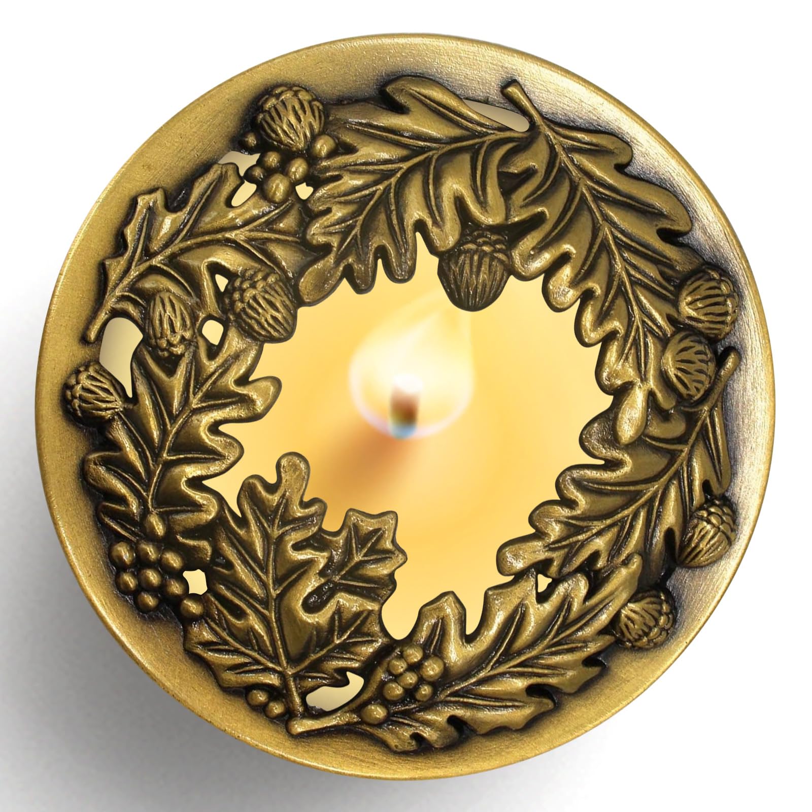 Hion Scented Candle Topper Cover to Burn Evenly, Illuma Lid Candle Jars Accessories Decoration Gifts for Women, Elegant Carved Shades Sleeves Increases Atmosphere Party(Holy Fruit Golden)