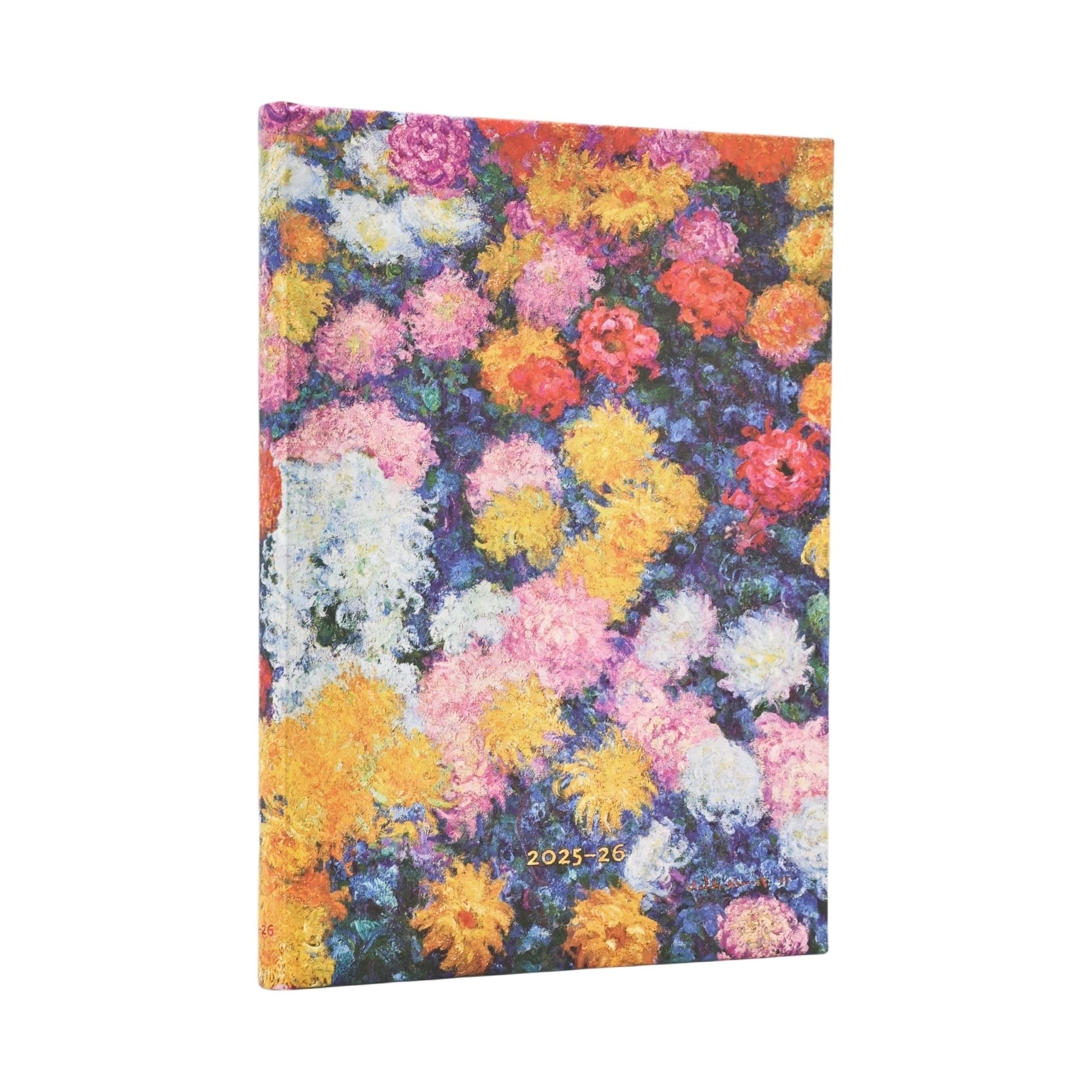 2026 Monet's Chrysanthemums Midi 18-month Horizontal Hardcover Flexi Dayplanner 2025-2026 (Elastic Band Closure): Kalendarz 18-miesięczny