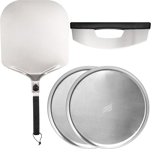Blackstone Pizza Basics - Kit de herramientas con cáscara de pizza, cortador y sartenes y asas resistentes al calor