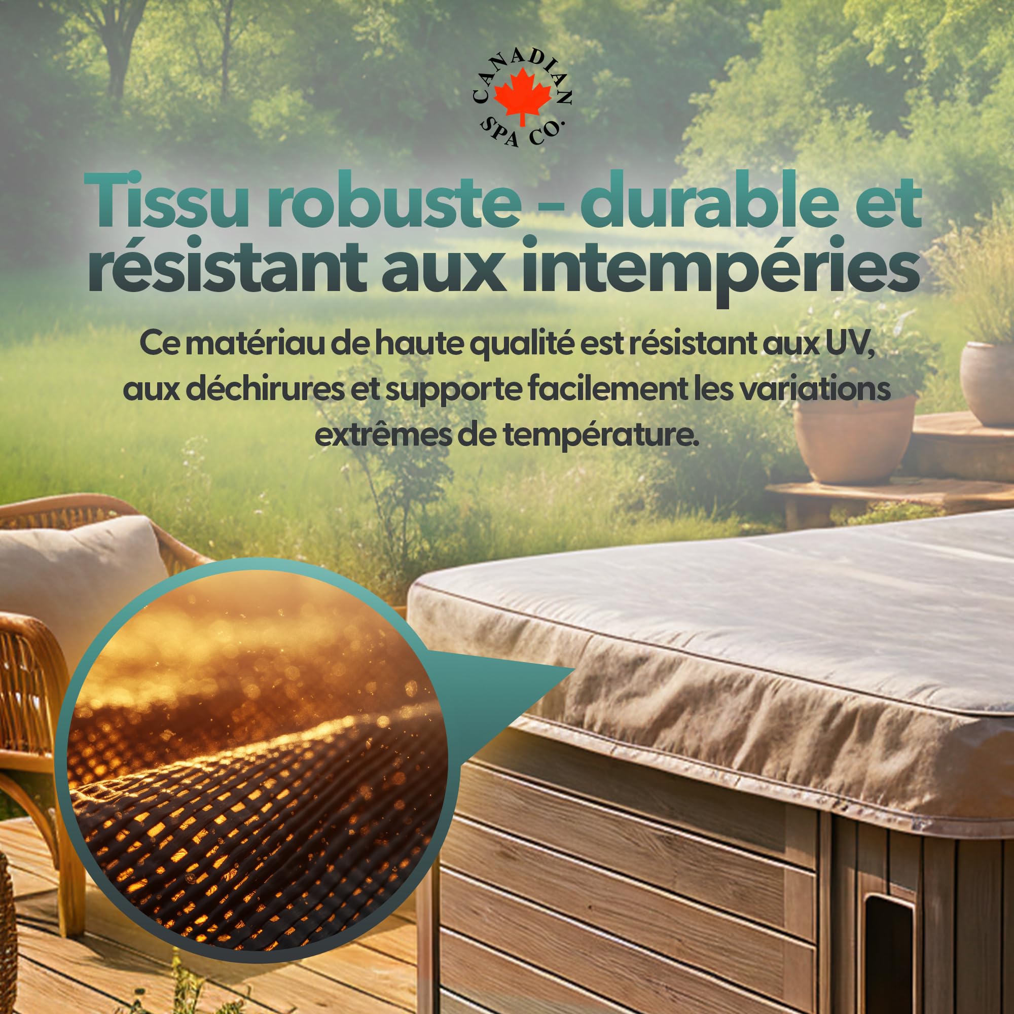 CANADIAN SPA CO. Cover Guard, bâche de Protection pour couvertures isolantes, 2,43 x 2,43 x 0,3 m, Couverture de Protection en polyéthylène tissé, Contre Les Rayons UV, Le Vent et Les intempéries